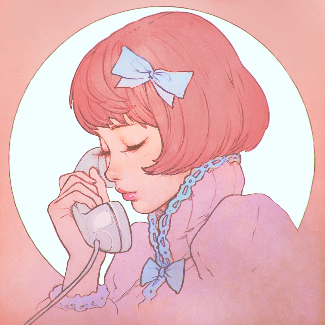 Artwork of a girl on the phone HD Wallpaper