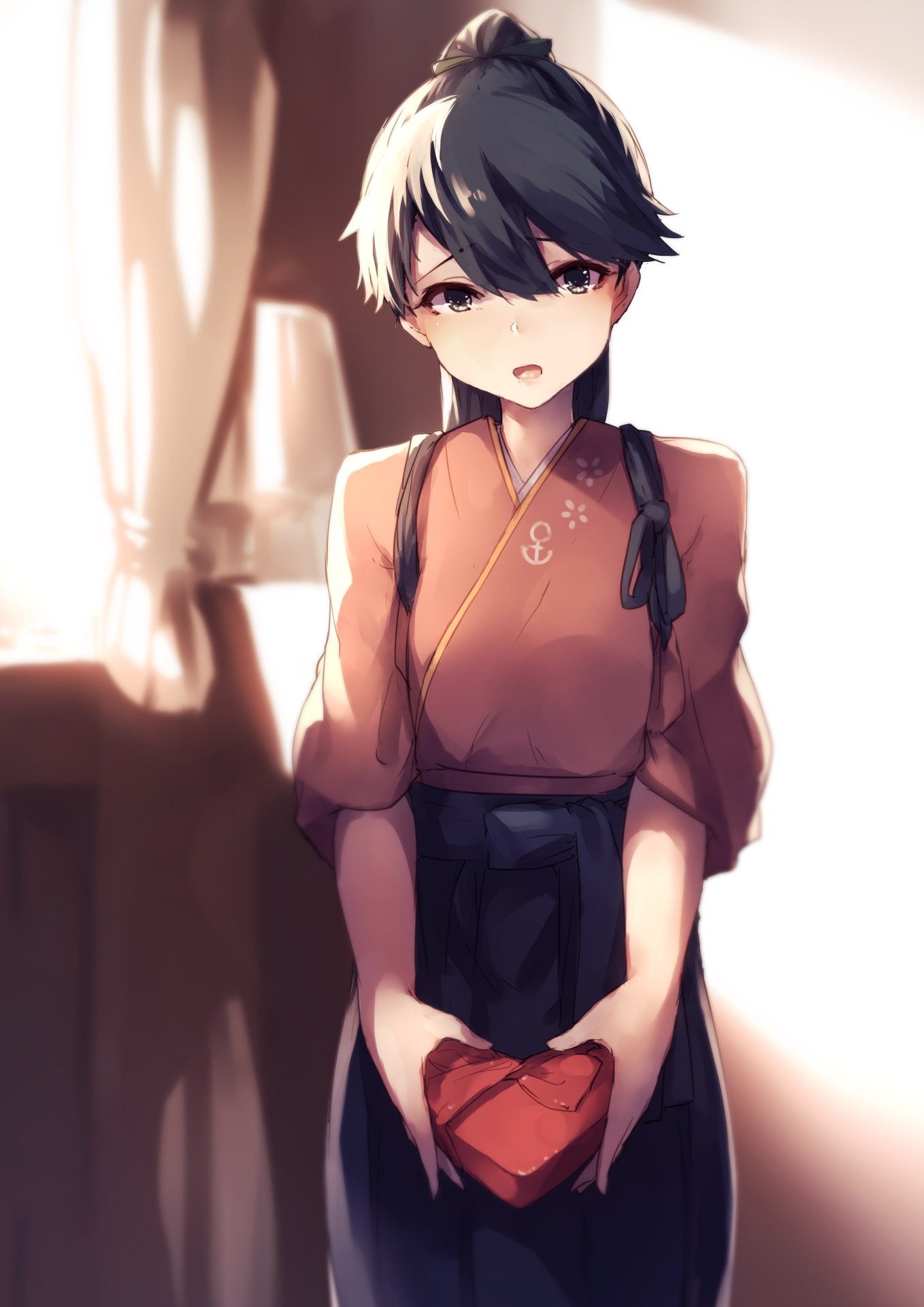 Houshou from Kantai Collection holding a heart-shaped gift HD Wallpaper