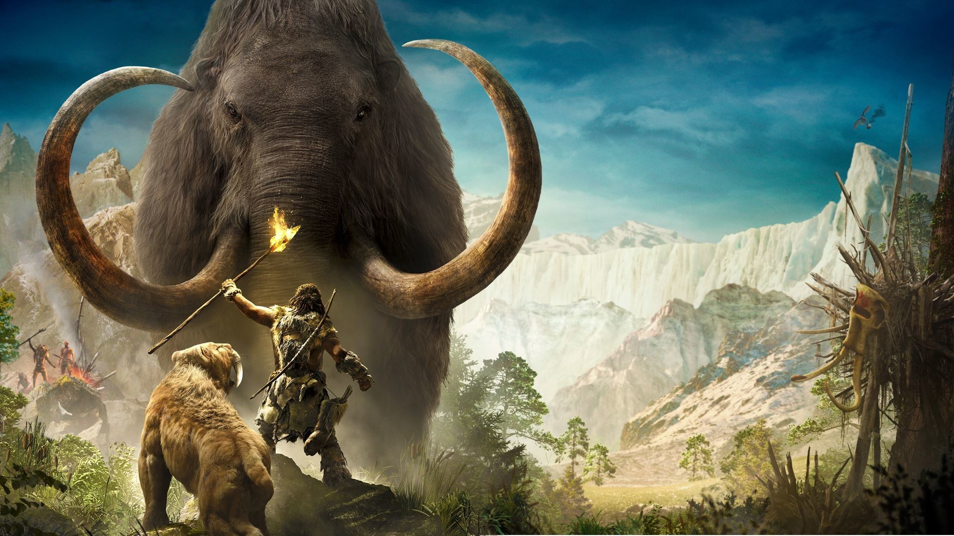 Far Cry Primal Mammoth and Saber-tooth Tiger HD Wallpaper