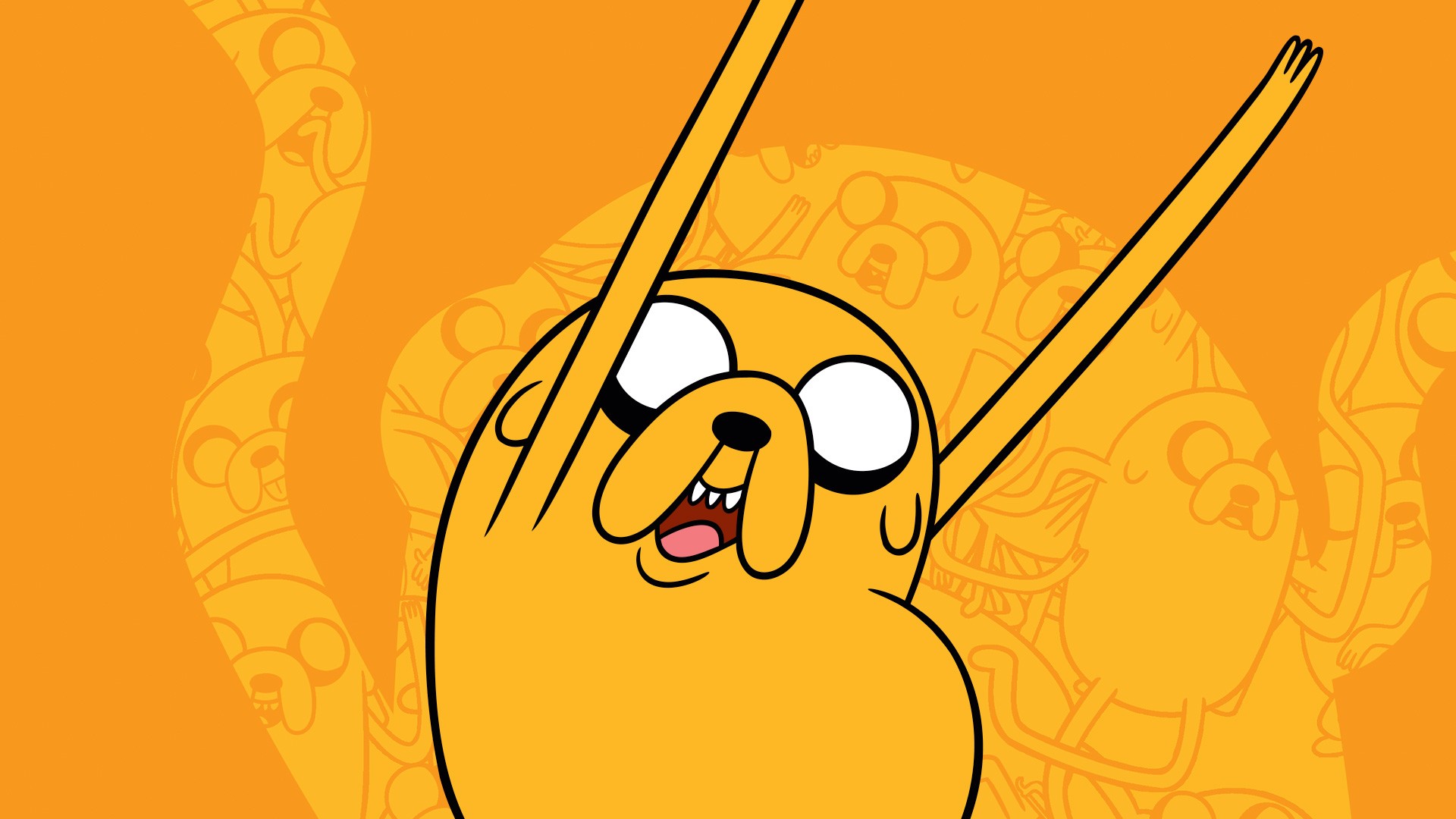 Jake the Dog from Adventure Time with arms raised HD Wallpaper
