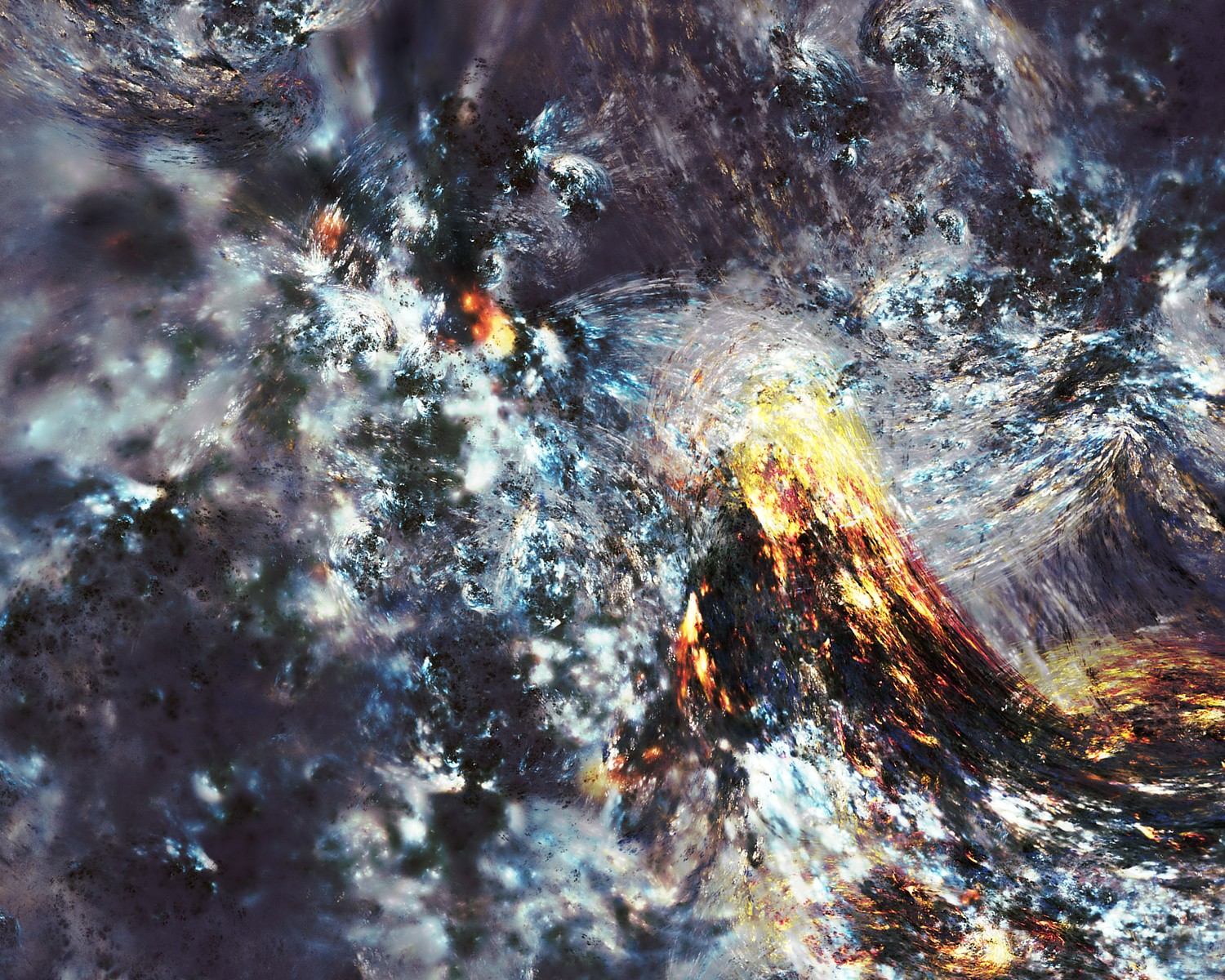 Abstract painting with fiery mountain HD Wallpaper