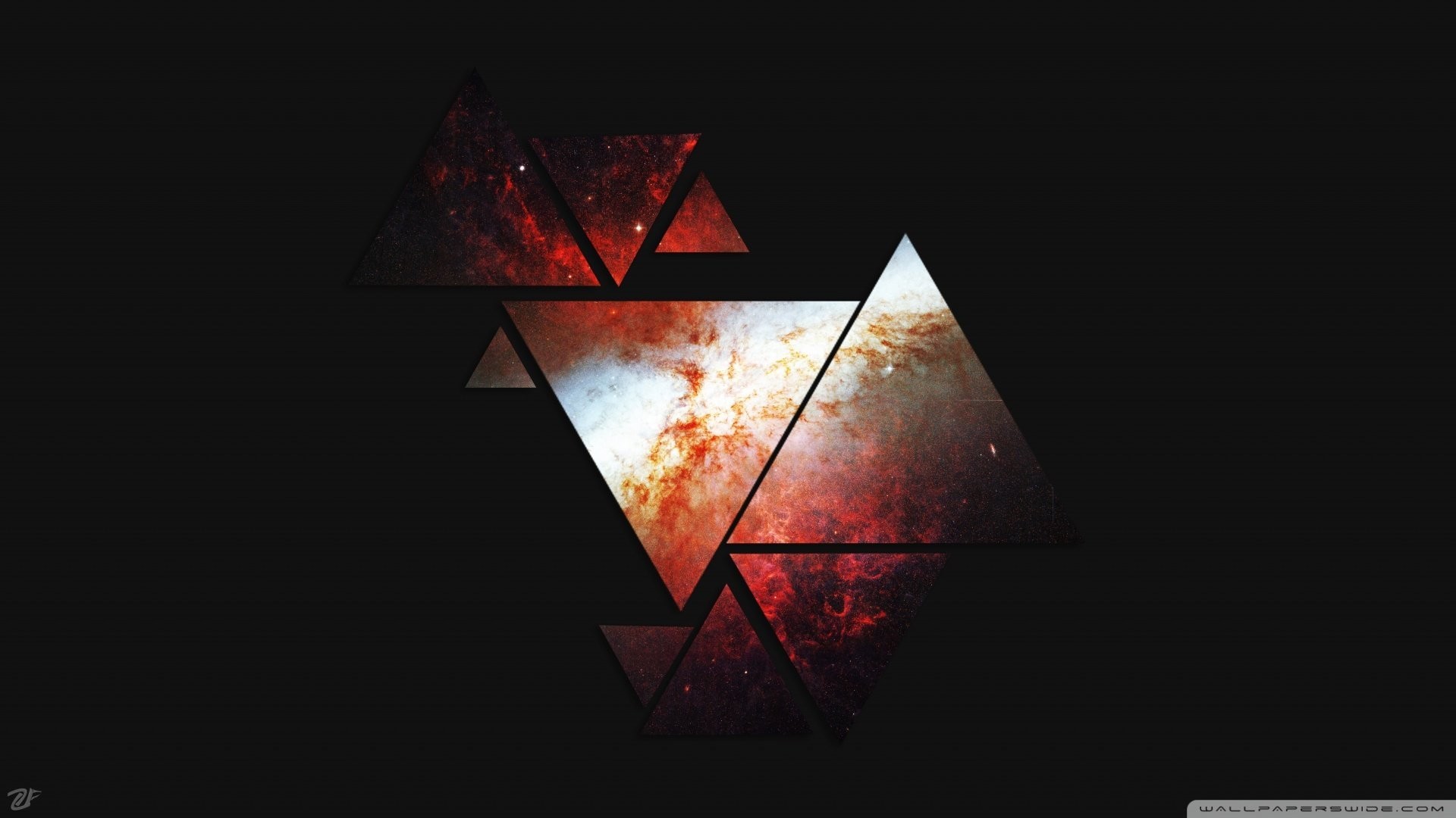 Abstract geometric triangles with galaxy nebula patterns HD Wallpaper