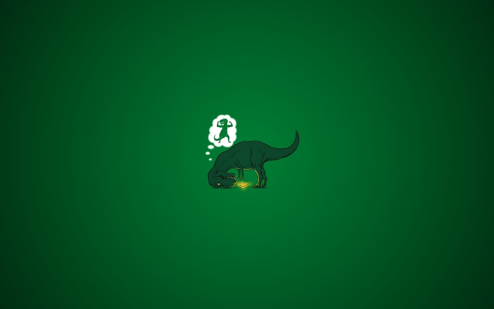 Humorous dinosaur with tiny arms dreams of being strong HD Wallpaper