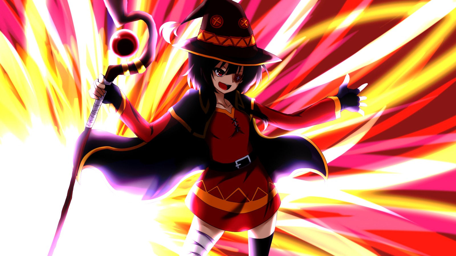 Megumin from Kono Subarashii Sekai ni Shukufuku wo! casting a spell HD Wallpaper
