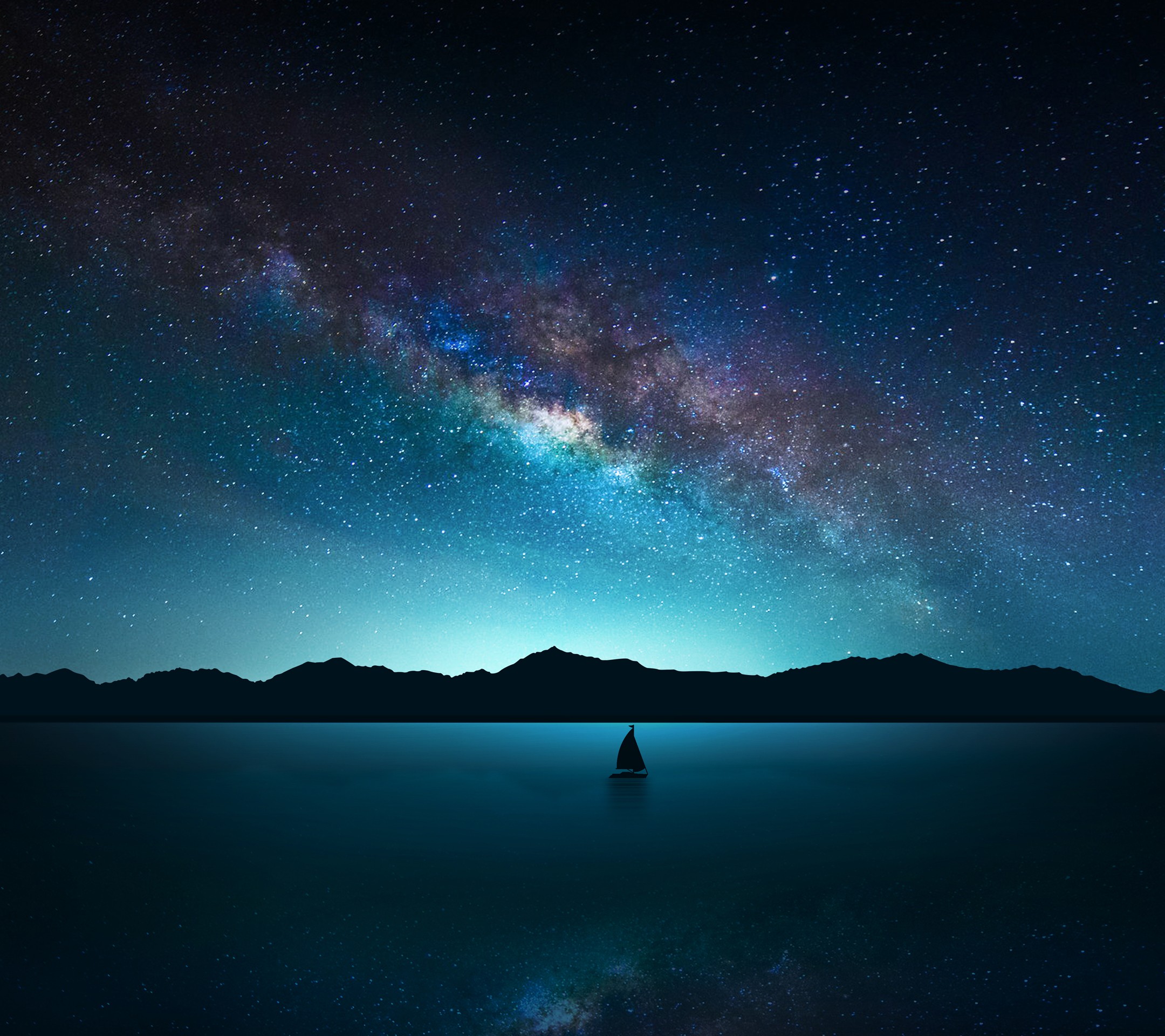 Sailboat under the Milky Way HD Wallpaper