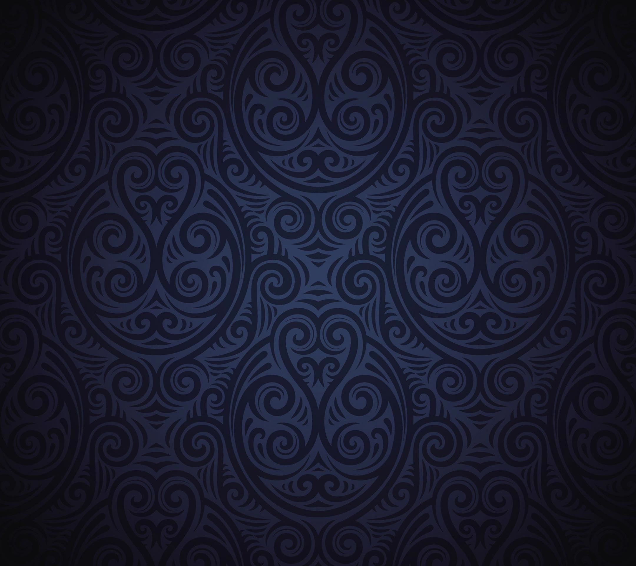 Dark blue ornate swirling pattern HD Wallpaper