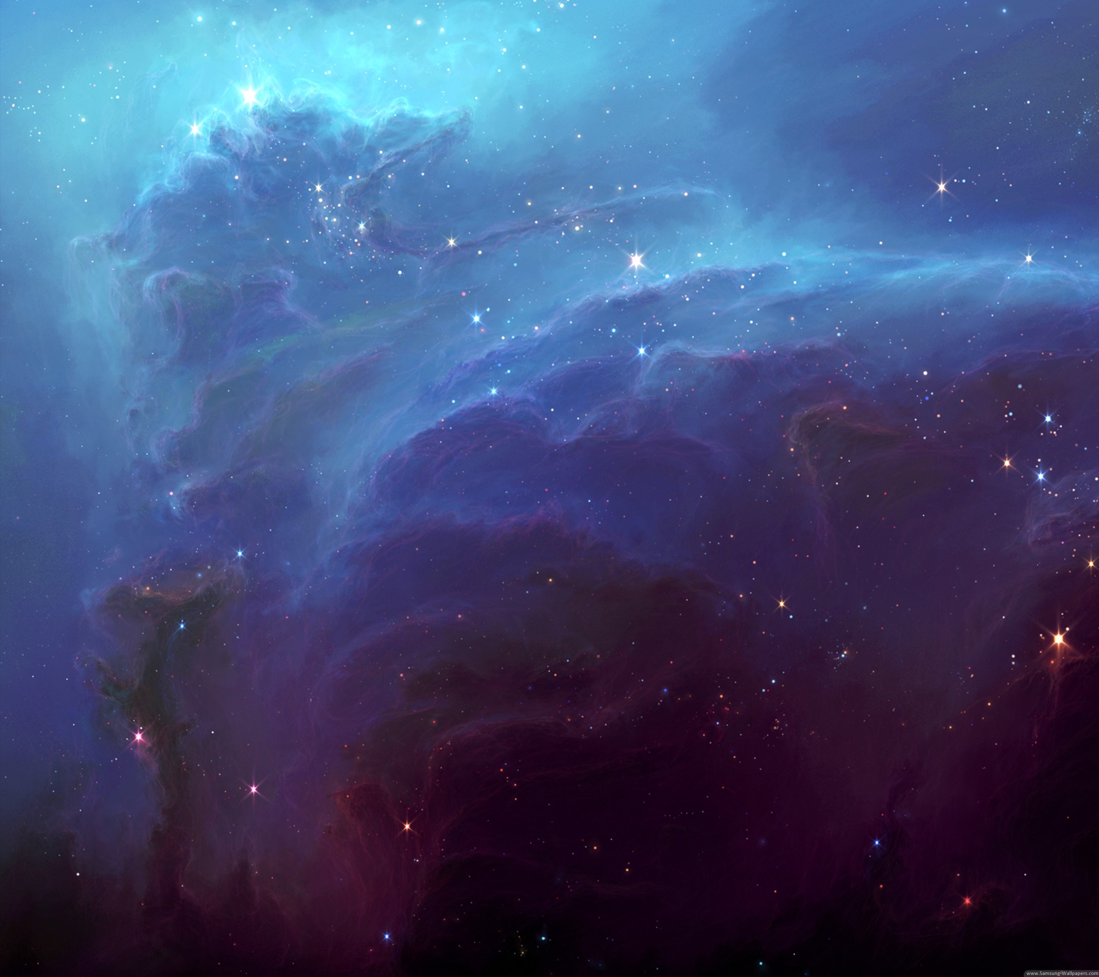 Blue and purple nebula with stars HD Wallpaper