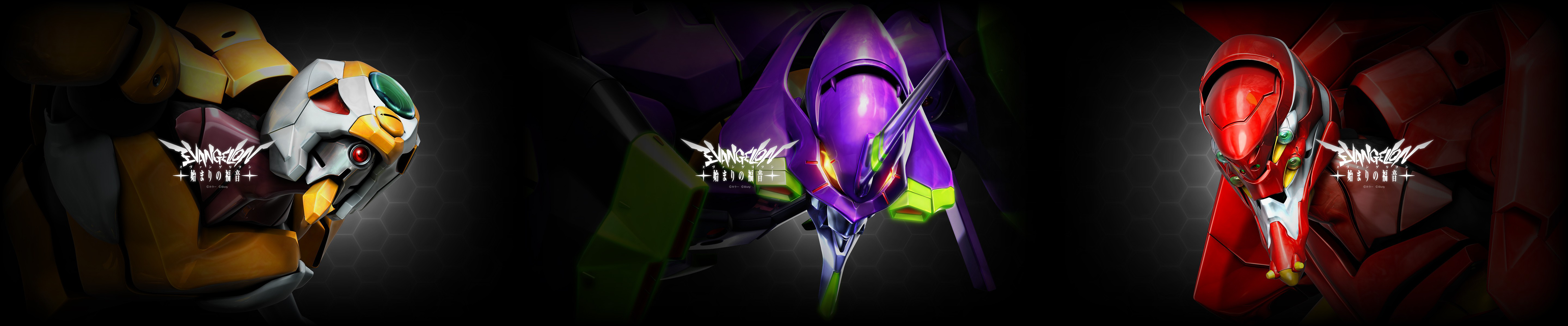Evangelion Units 01, 00, and 02 HD Wallpaper