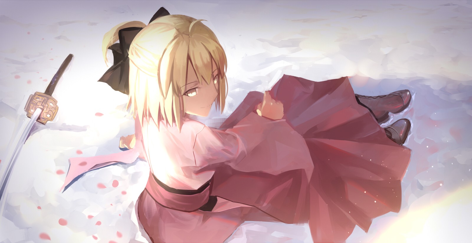 Sakura Saber from Fate Series with Katana HD Wallpaper