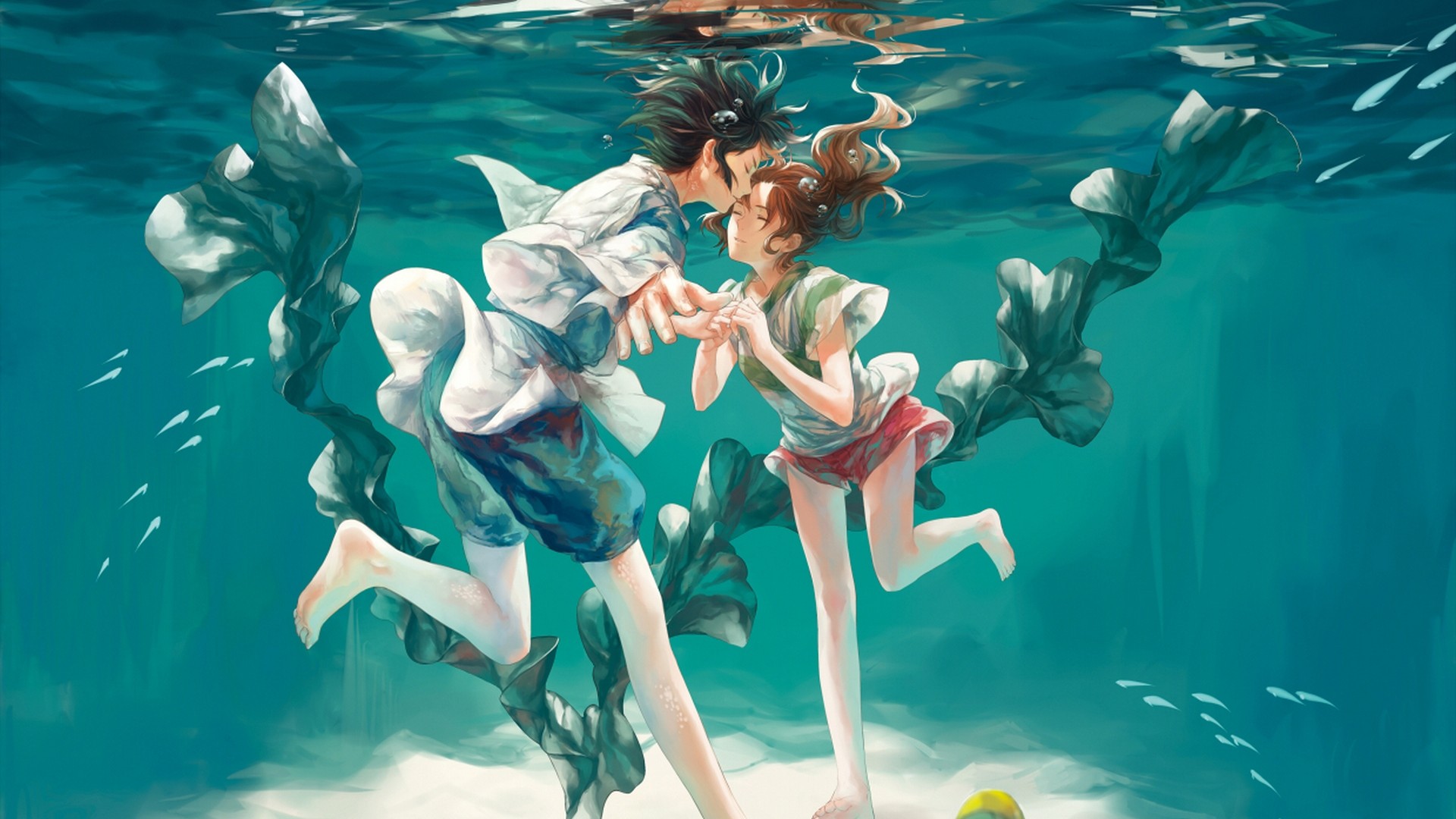 Haku and Chihiro underwater in Spirited Away HD Wallpaper