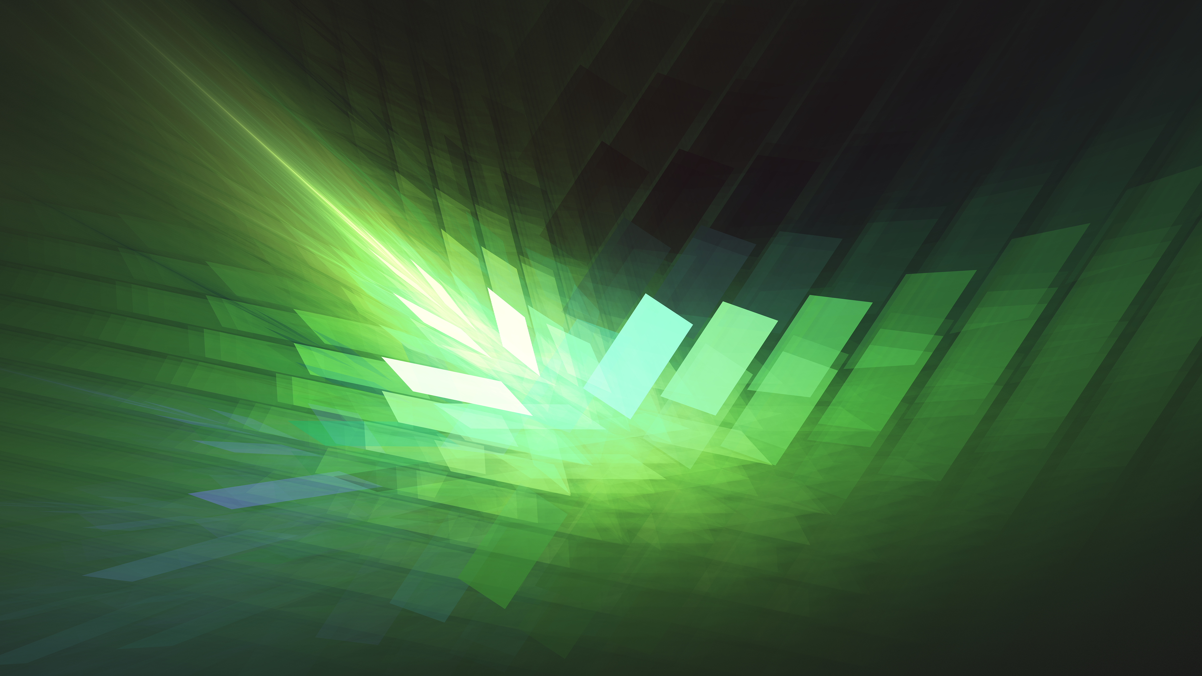 Abstract green light shards HD Wallpaper