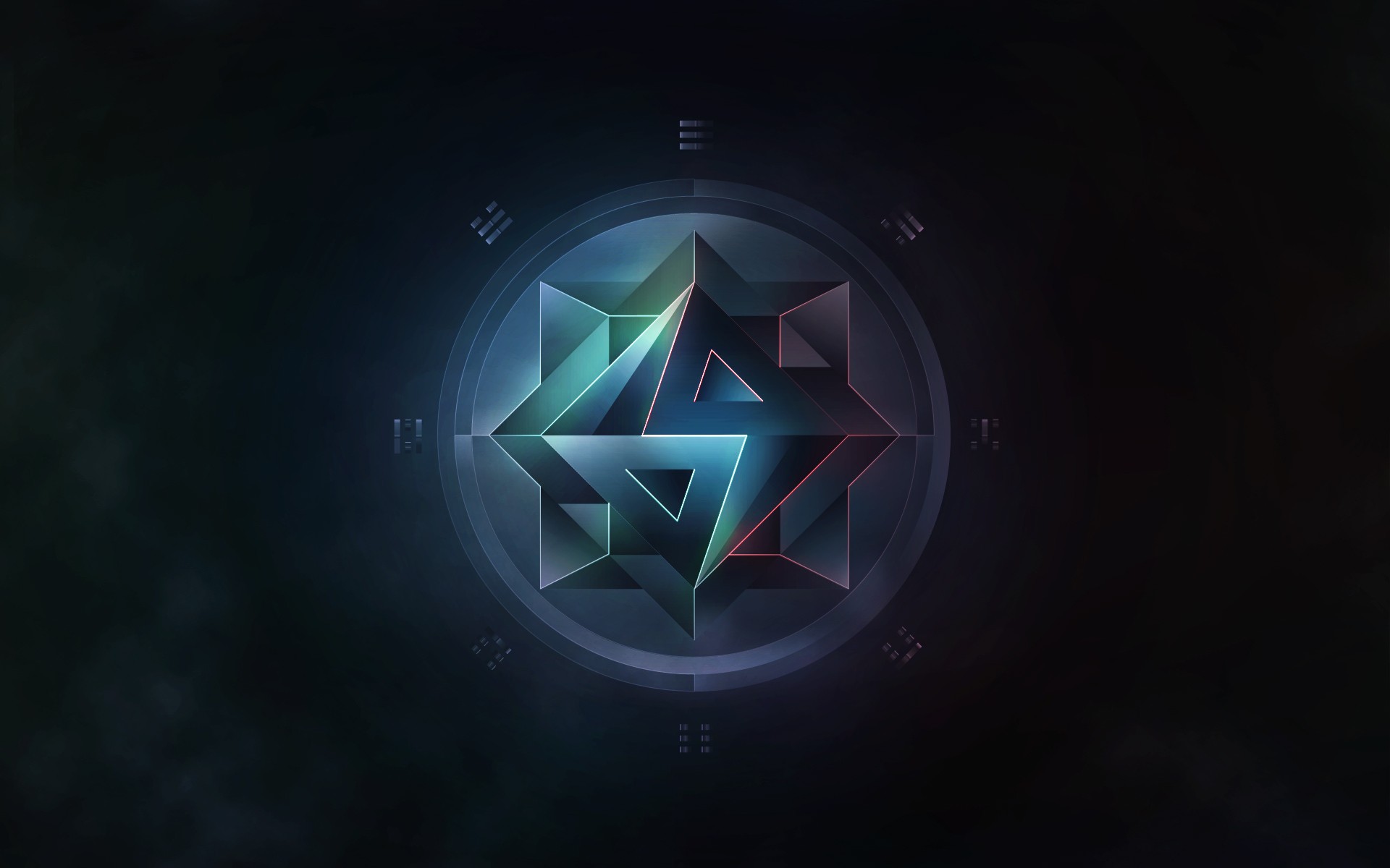 Abstract geometric symbol with glowing lines HD Wallpaper