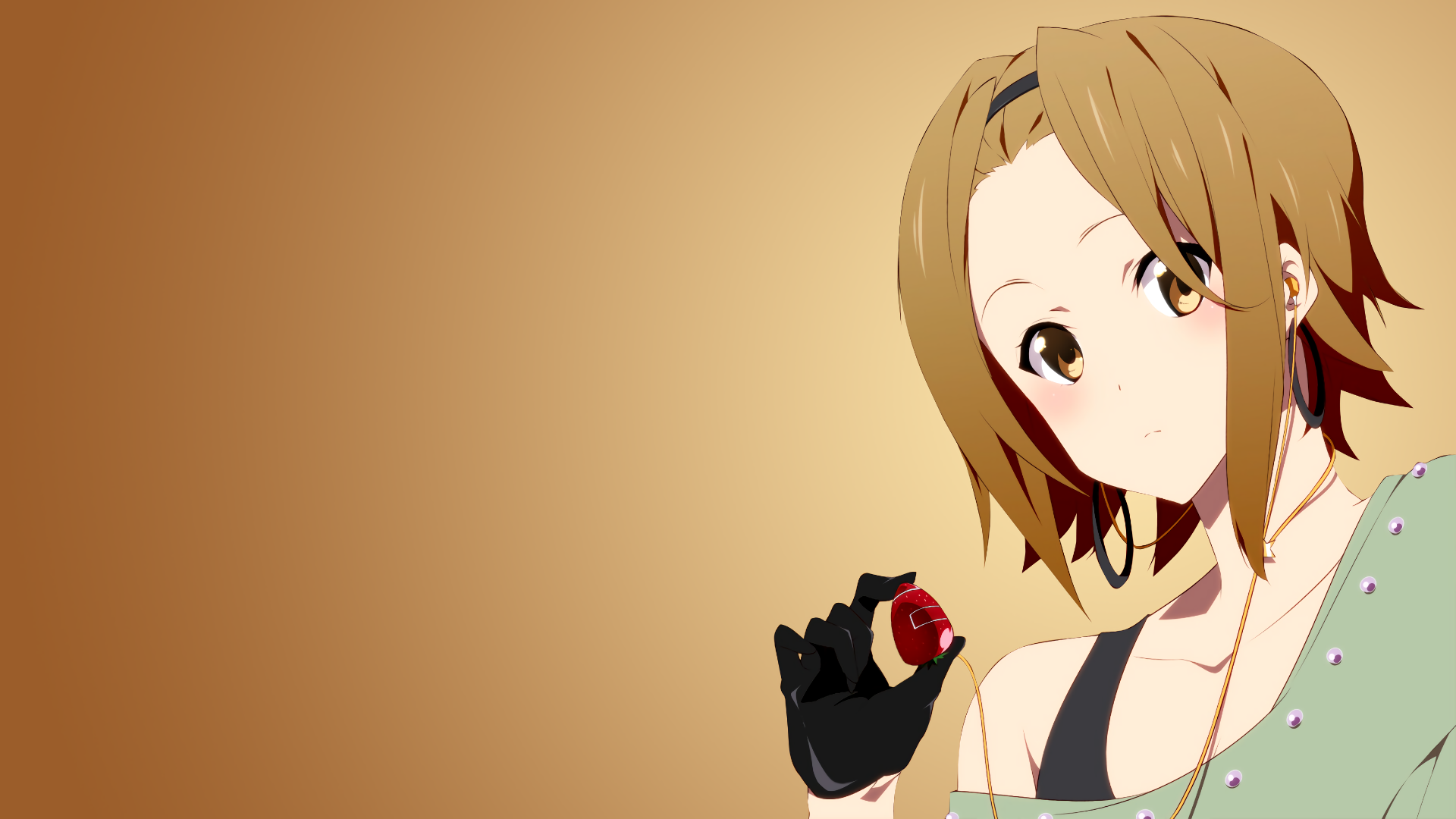 Tainaka Ritsu from K-ON! holding a strawberry HD Wallpaper