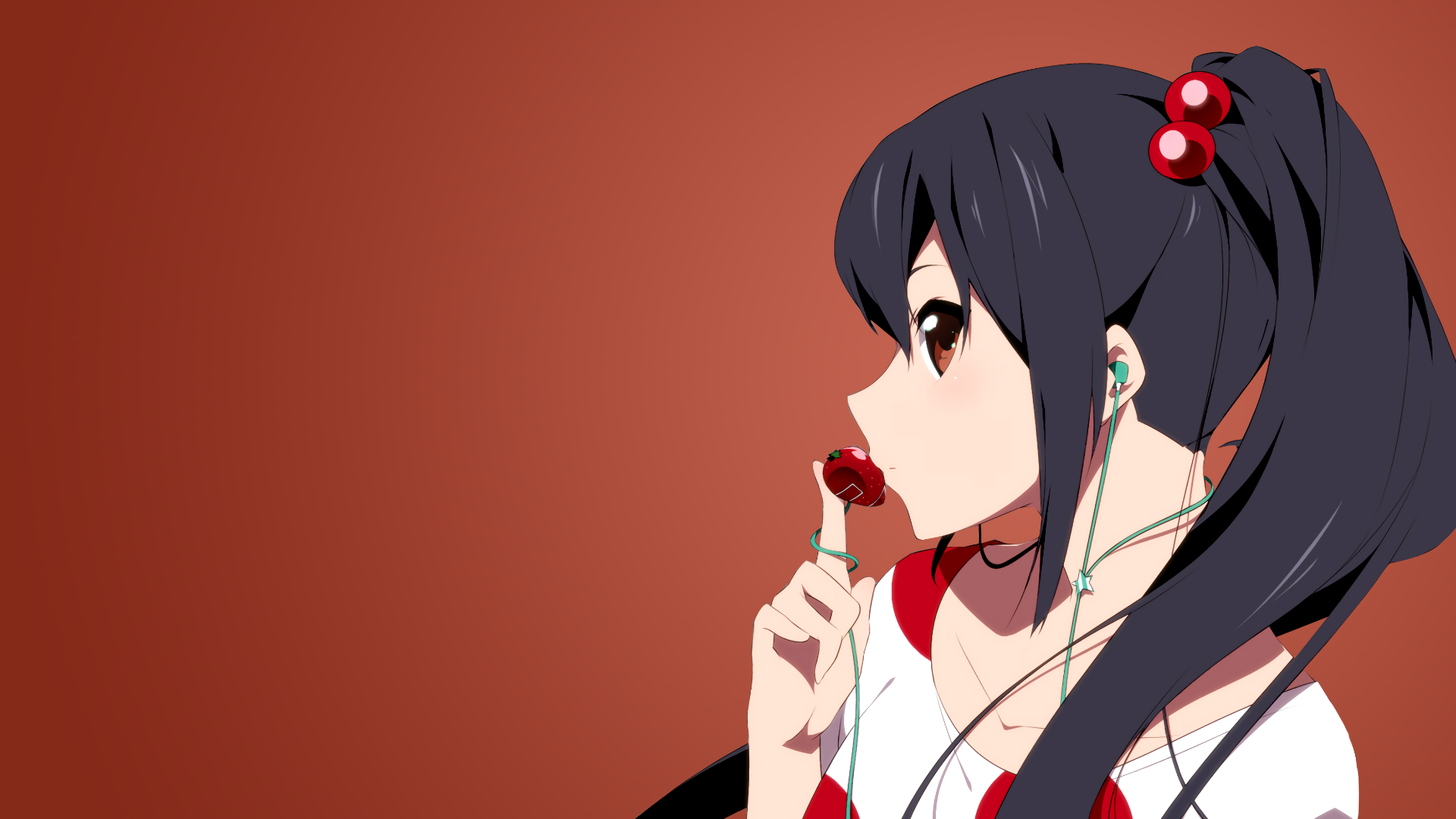 Nakano Azusa from K-ON! with headphones and lollipop HD Wallpaper