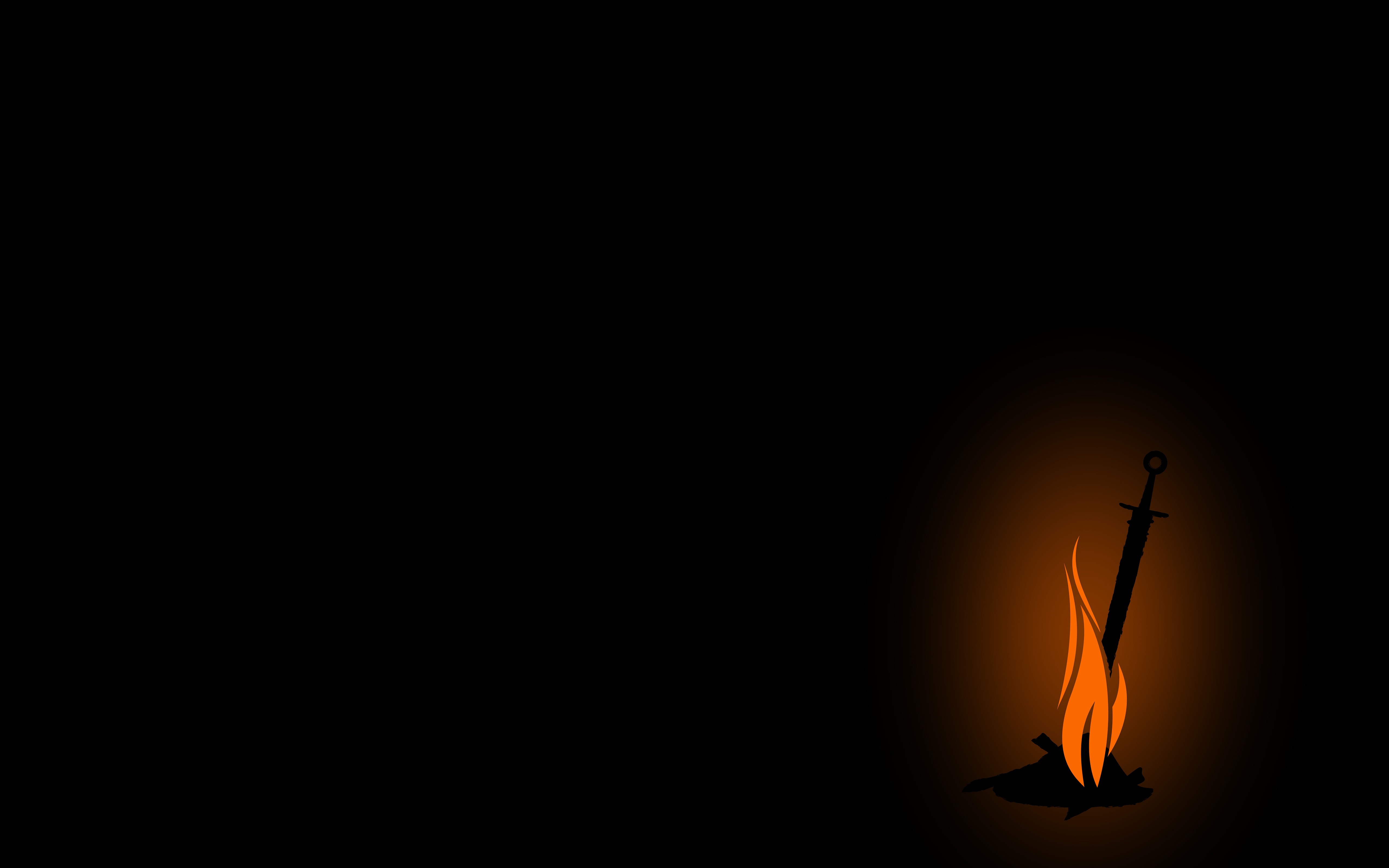 Dark Souls bonfire with a sword and flames HD Wallpaper
