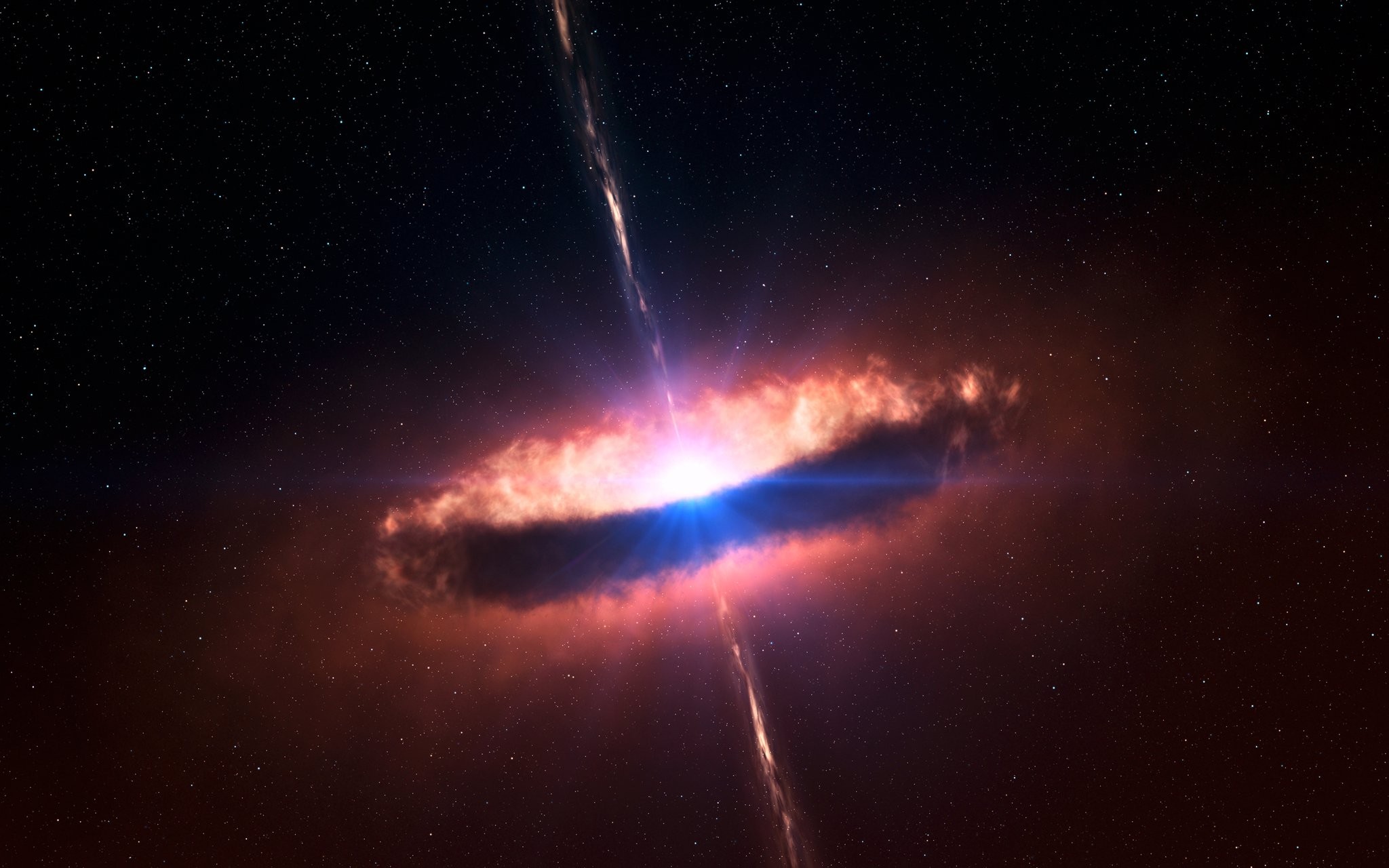 Black hole with accretion disk and jets HD Wallpaper