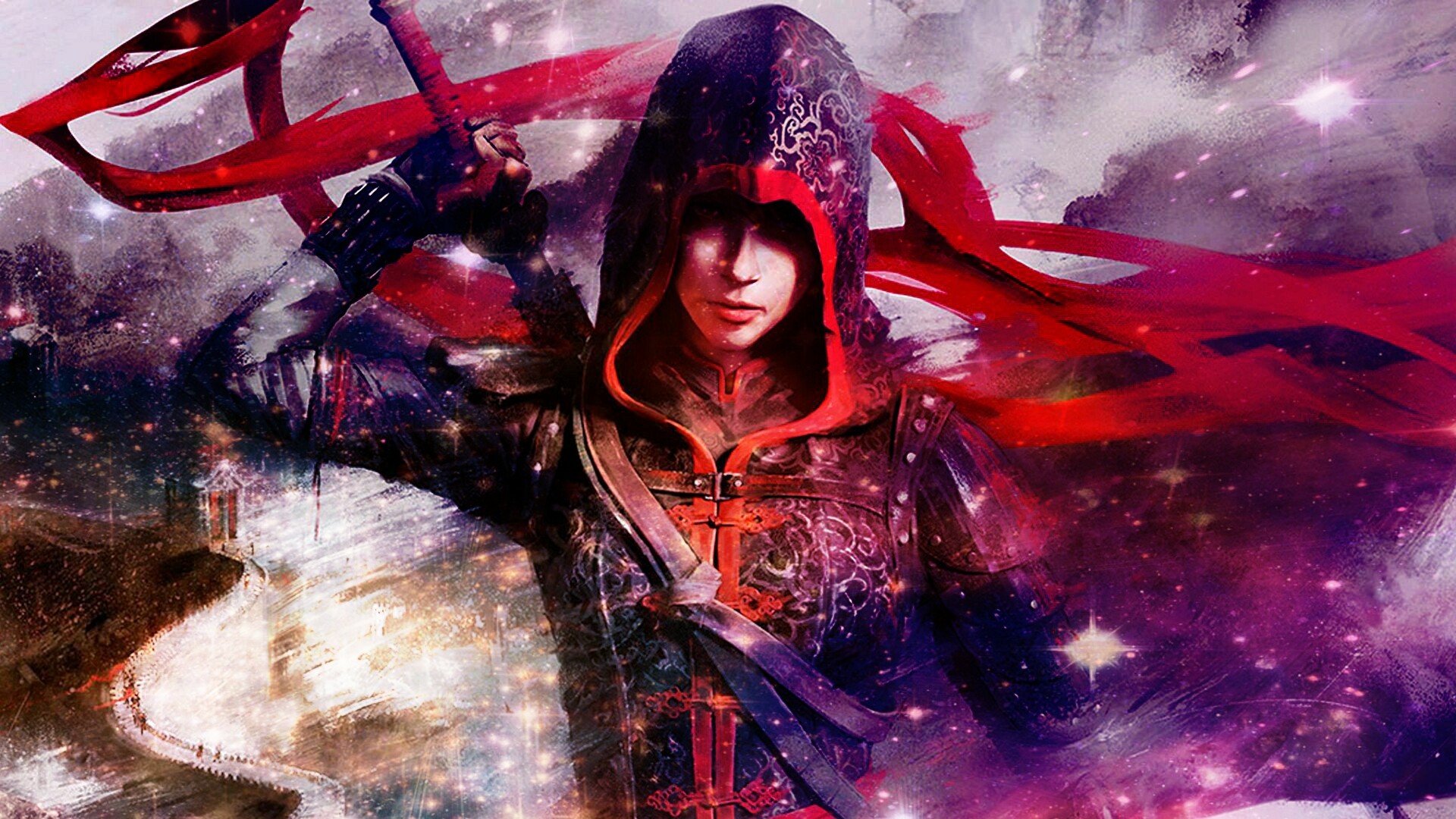 Assassin's Creed Shao Jun in a cosmic landscape HD Wallpaper