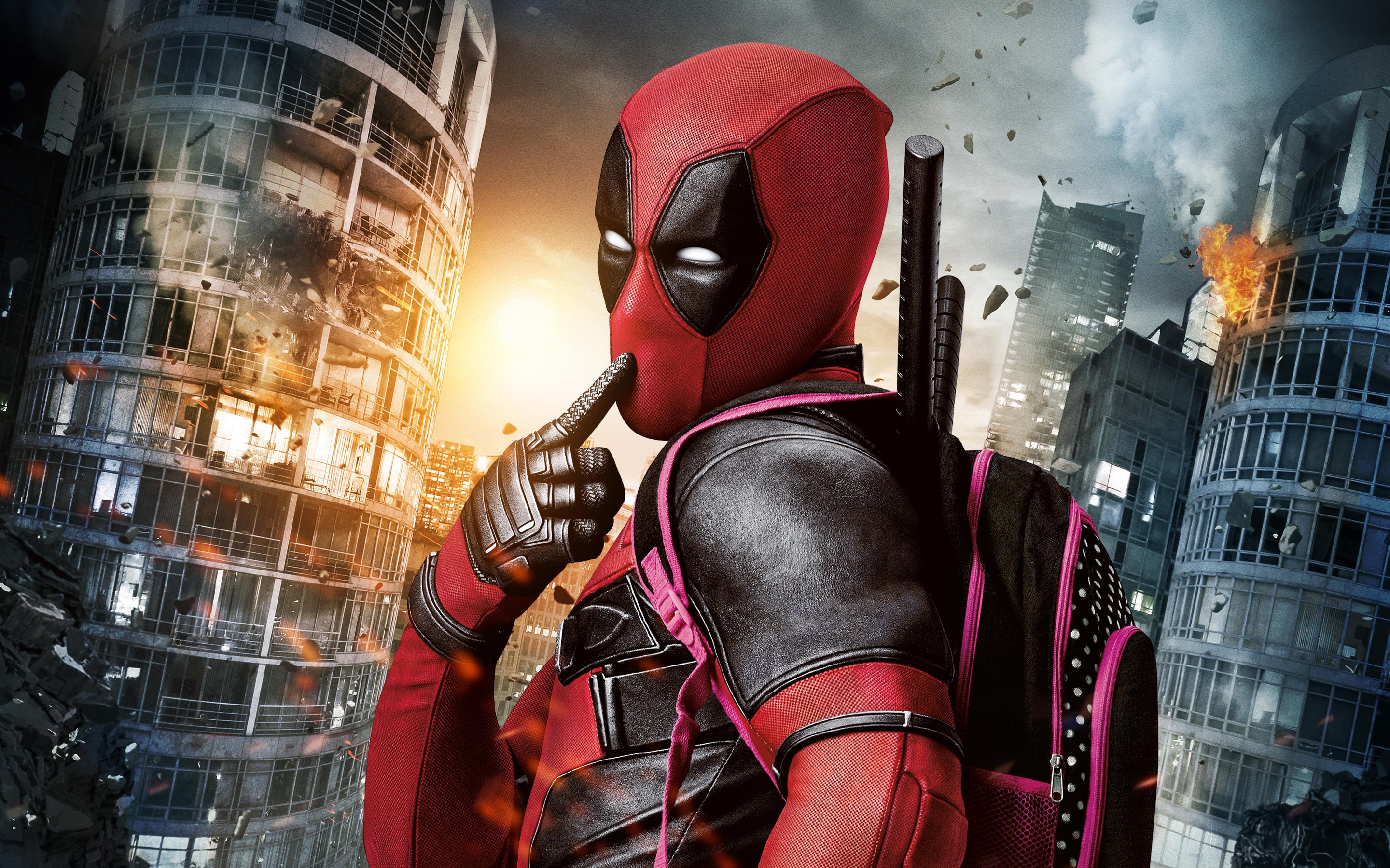 Deadpool in a destroyed city HD Wallpaper