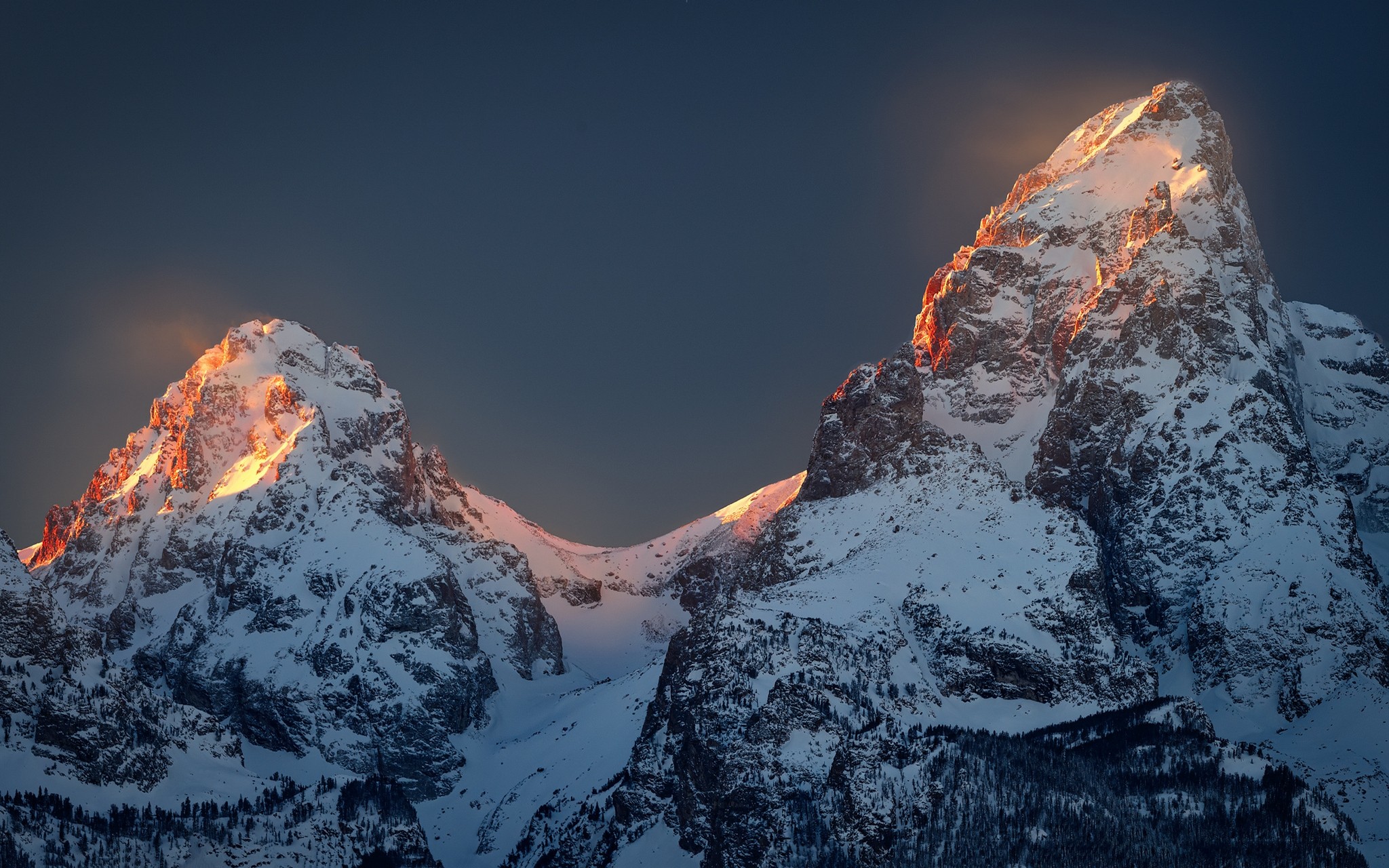 Grand Teton National Park Snowy Peaks at Sunset HD Wallpaper