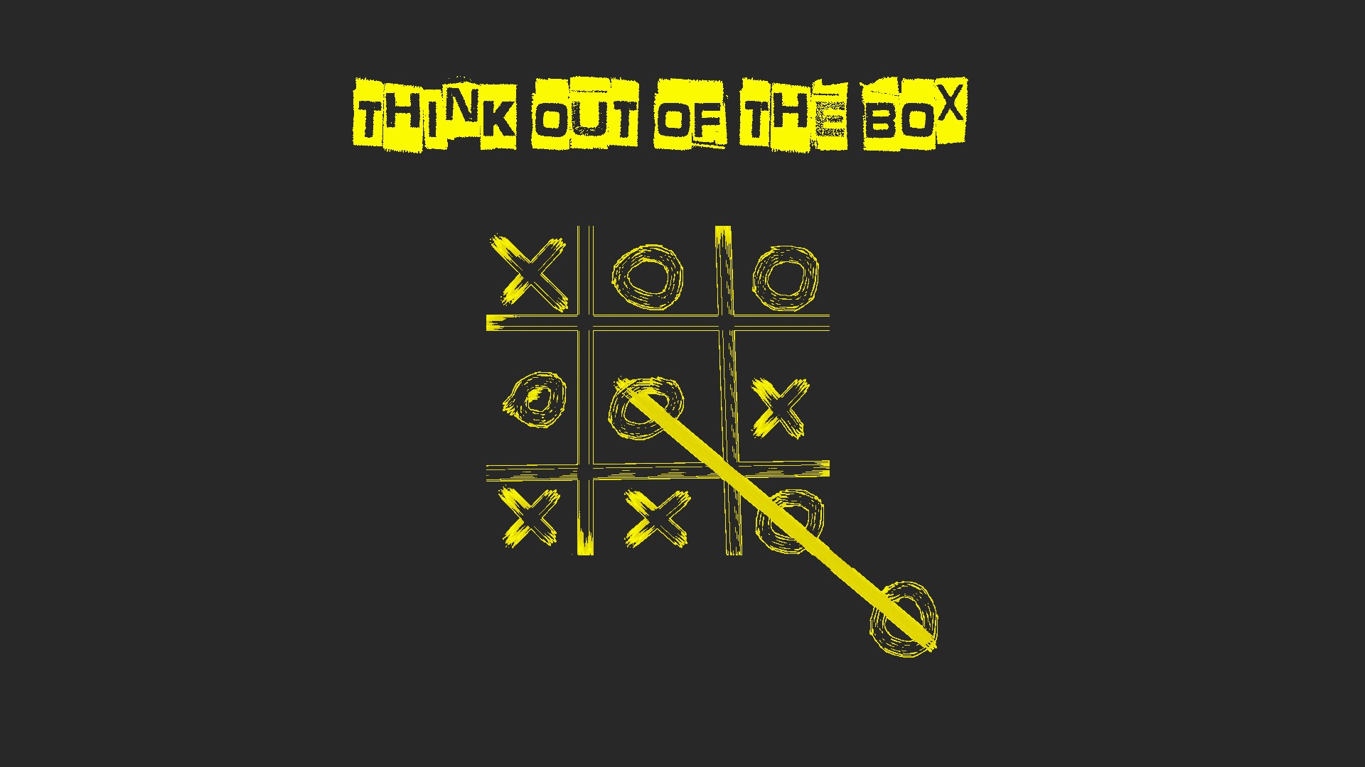 Tic-Tac-Toe with "Think Out Of The Box" text HD Wallpaper