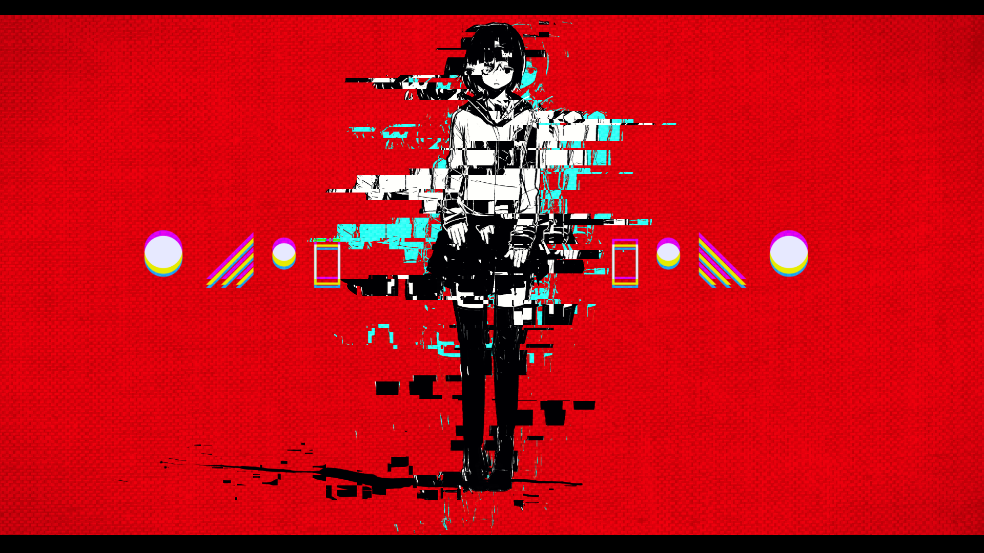 Glitch art of a girl with red background HD Wallpaper