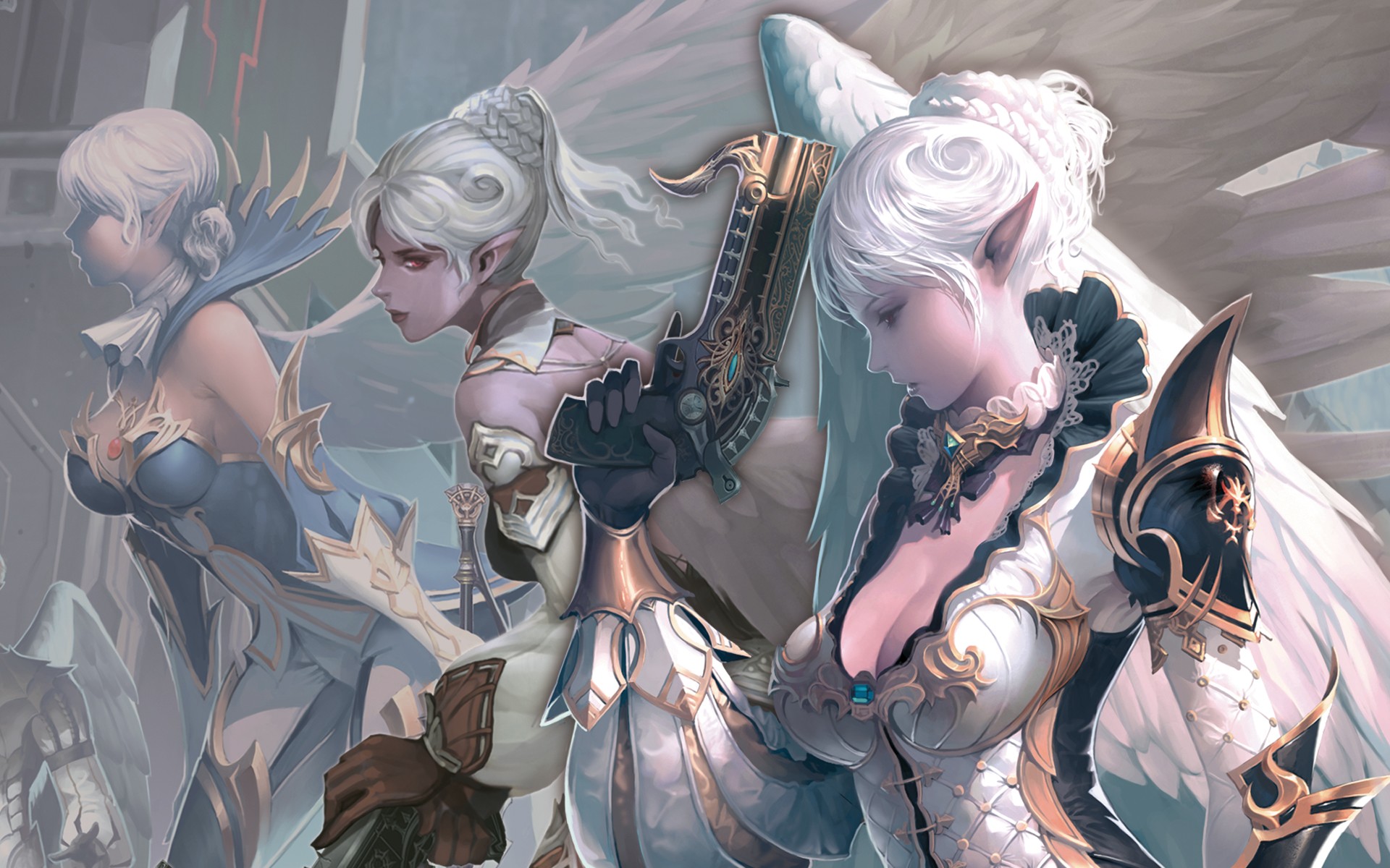 Kamael girls with guns from Lineage II HD Wallpaper