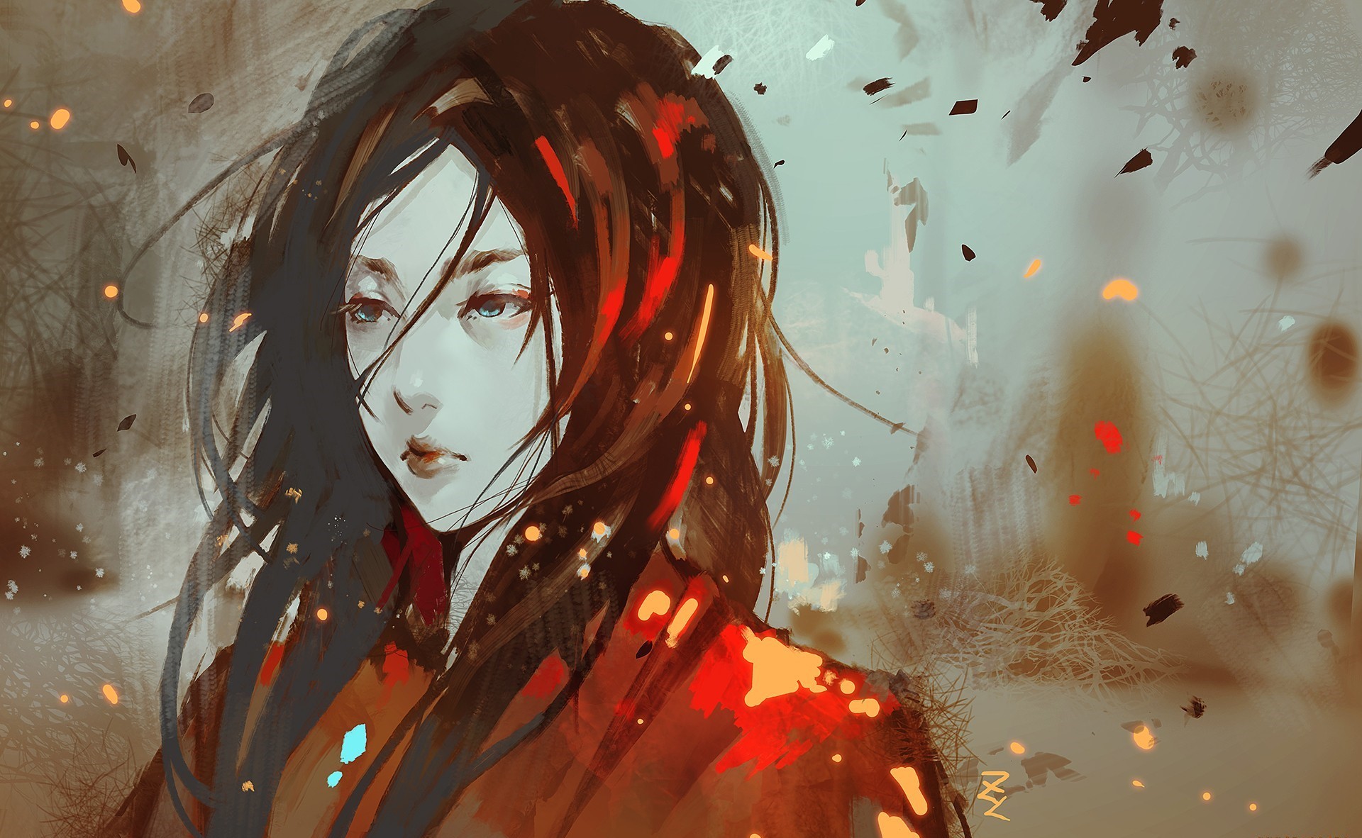 Fantasy art of a woman with dark hair HD Wallpaper
