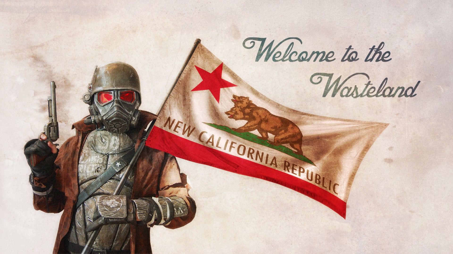 Fallout: New Vegas NCR Soldier with Flag HD Wallpaper