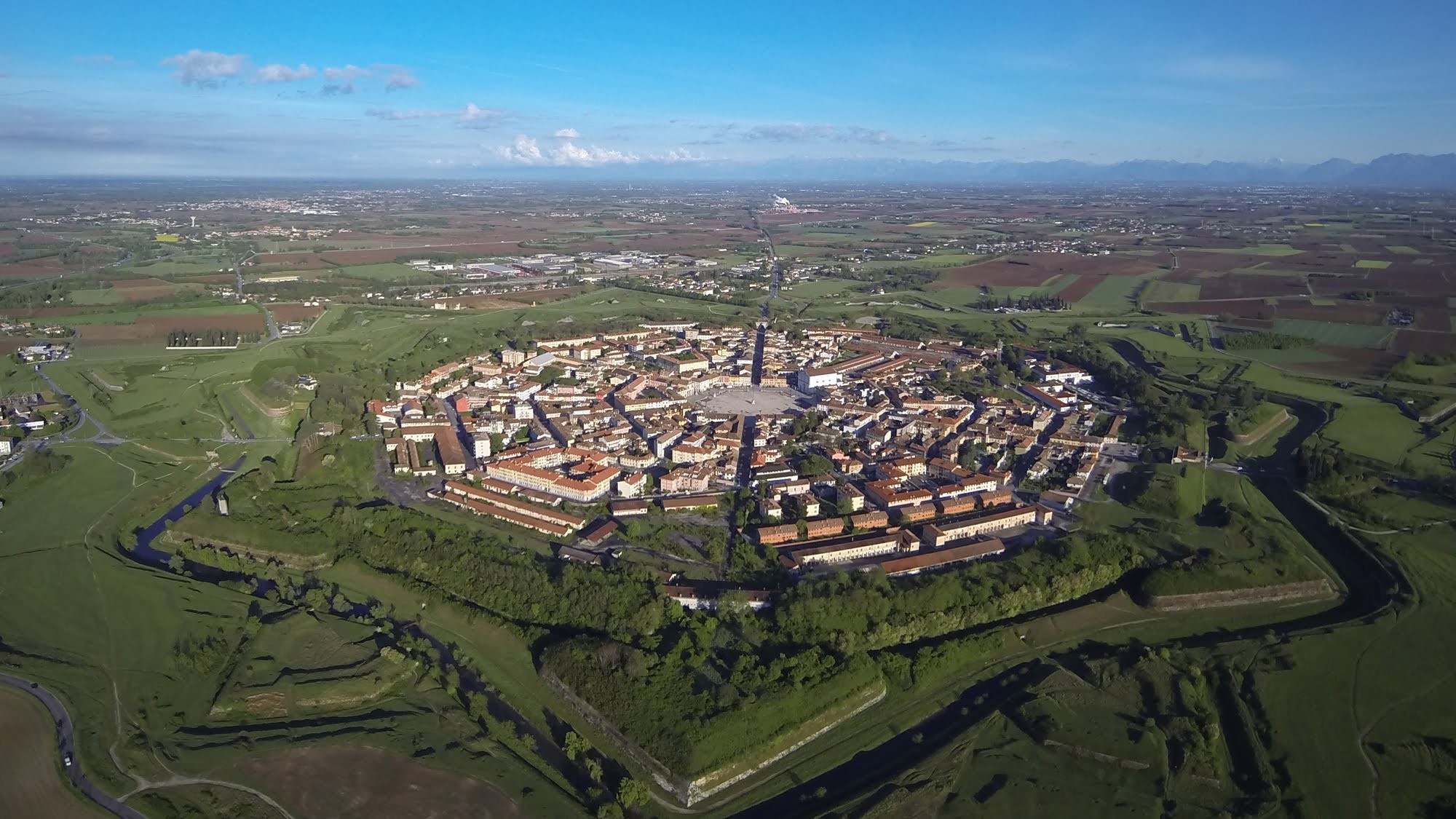 Aerial view of Palmanova, Italy HD Wallpaper