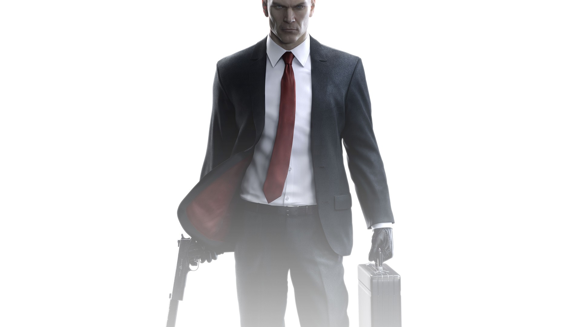 Agent 47 from Hitman holding a gun and briefcase HD Wallpaper