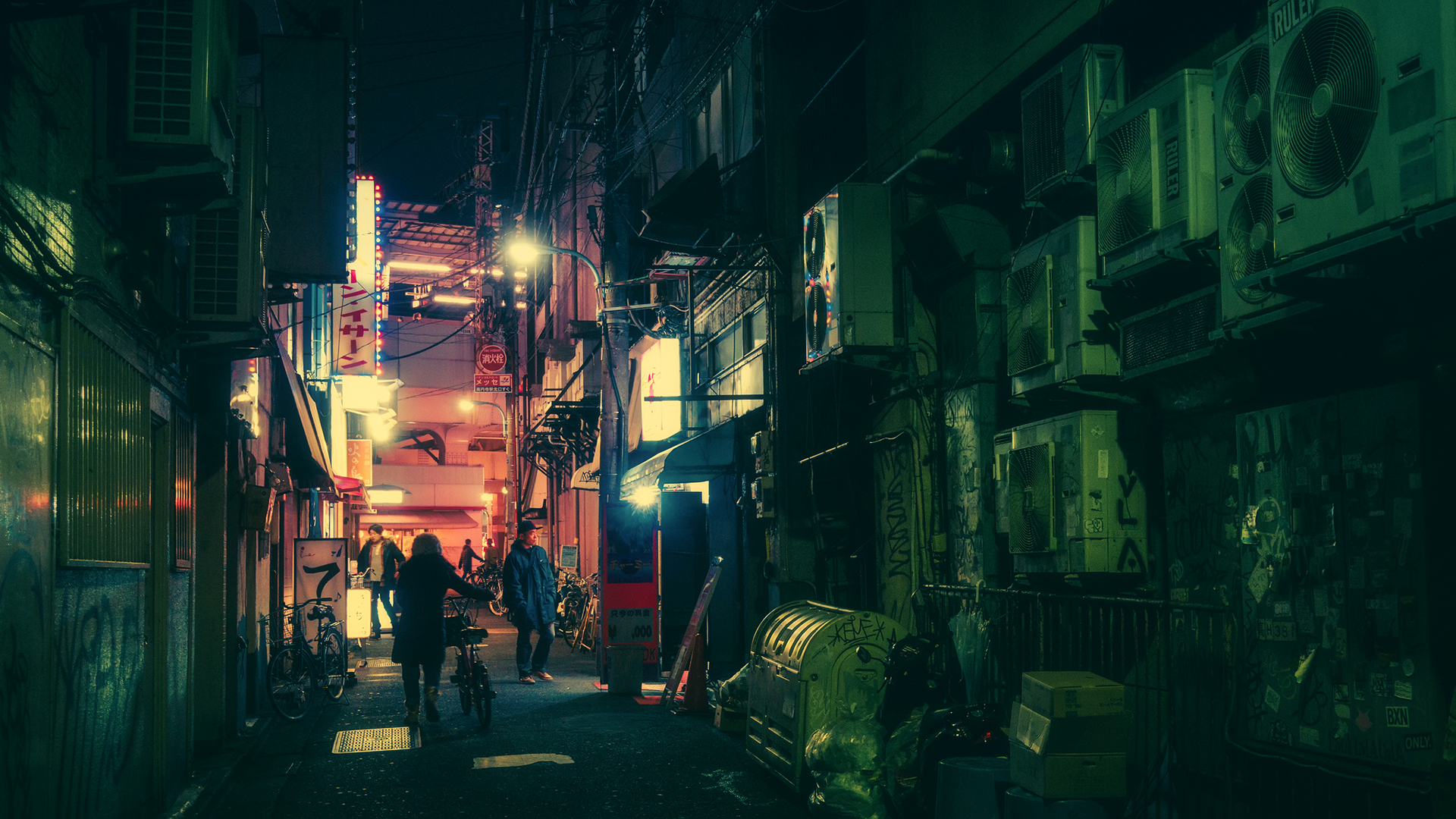 Neon Alleyway in Tokyo at Night HD Wallpaper