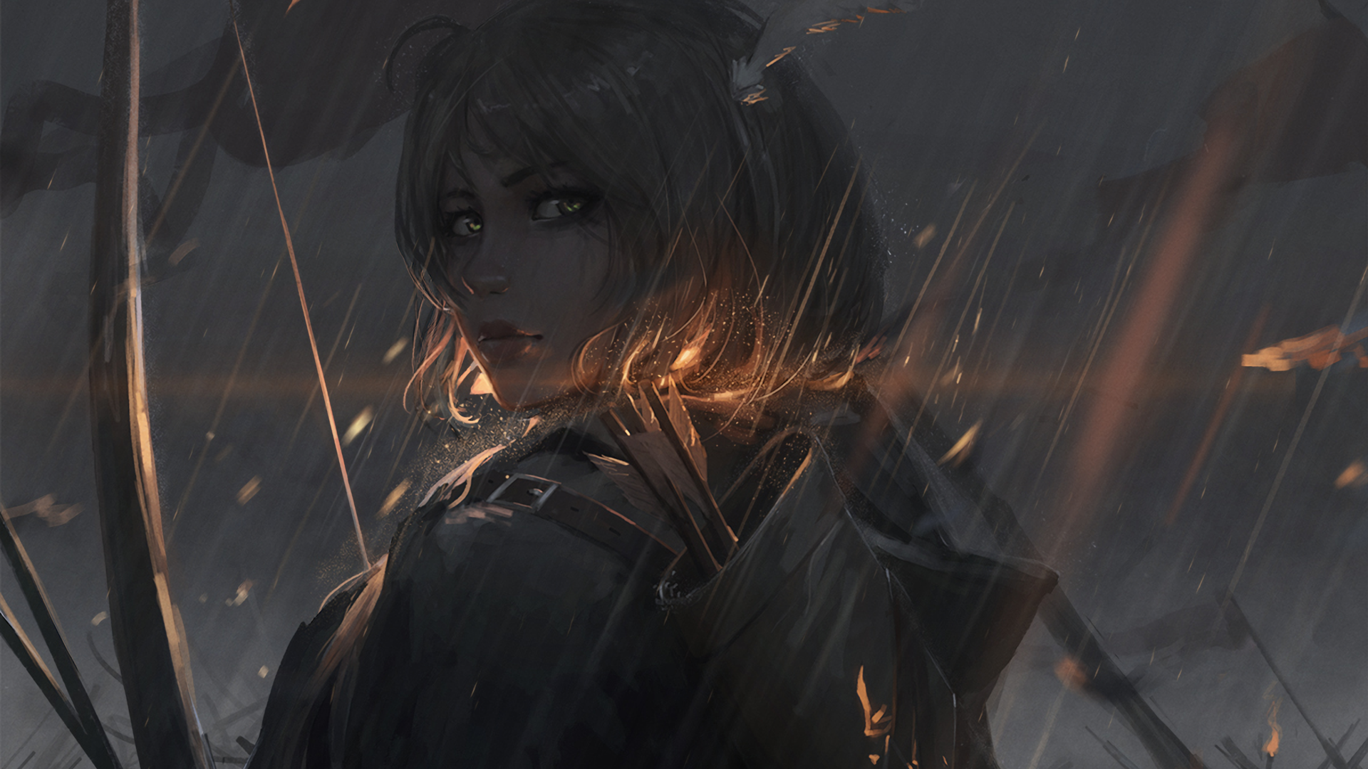 Fantasy art of a woman in the rain HD Wallpaper