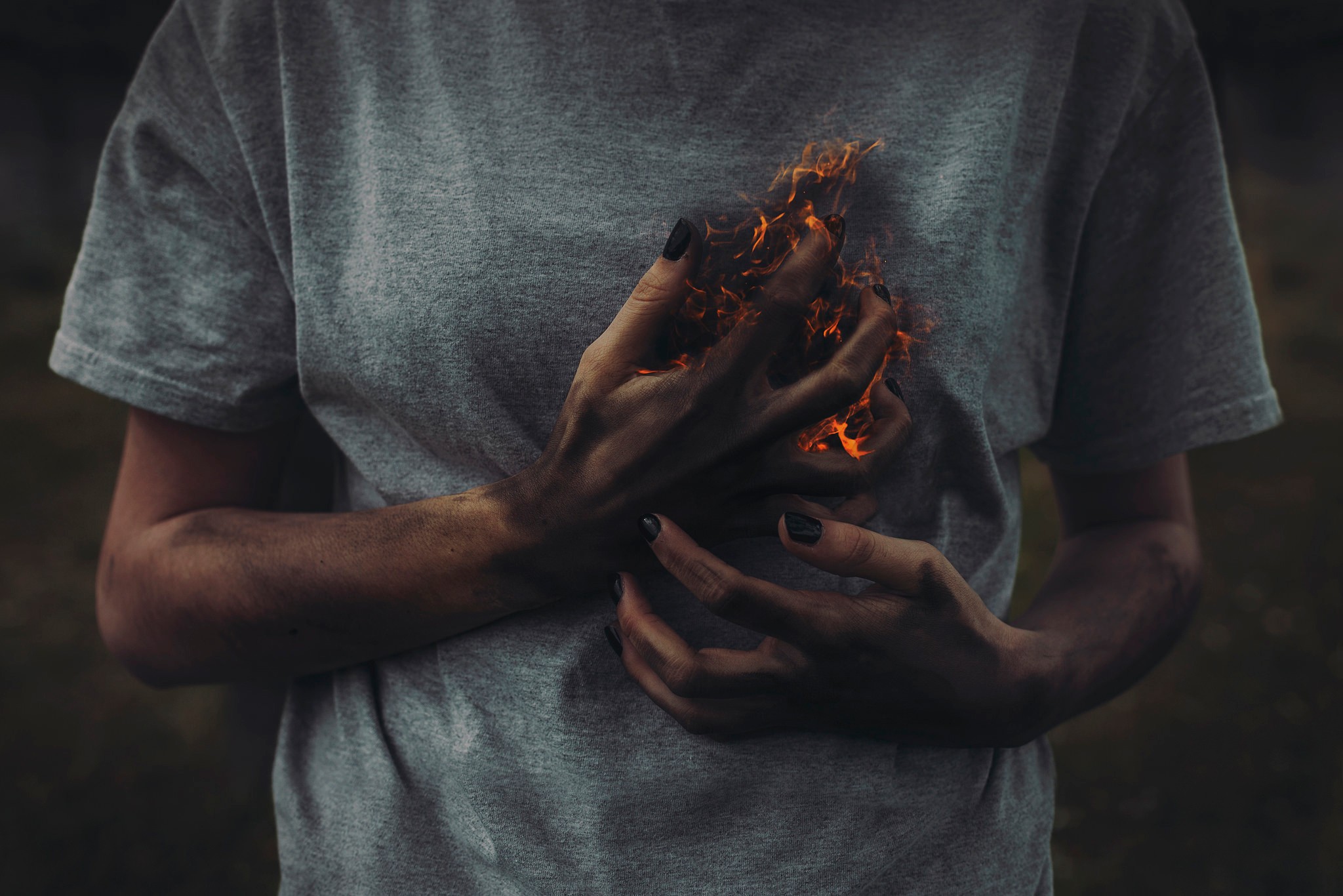 Person with hands on fire HD Wallpaper