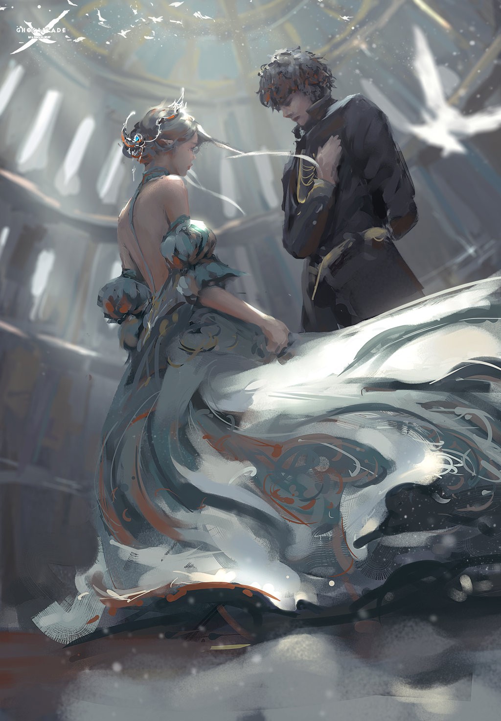 WLOP's couple in ornate attire HD Wallpaper