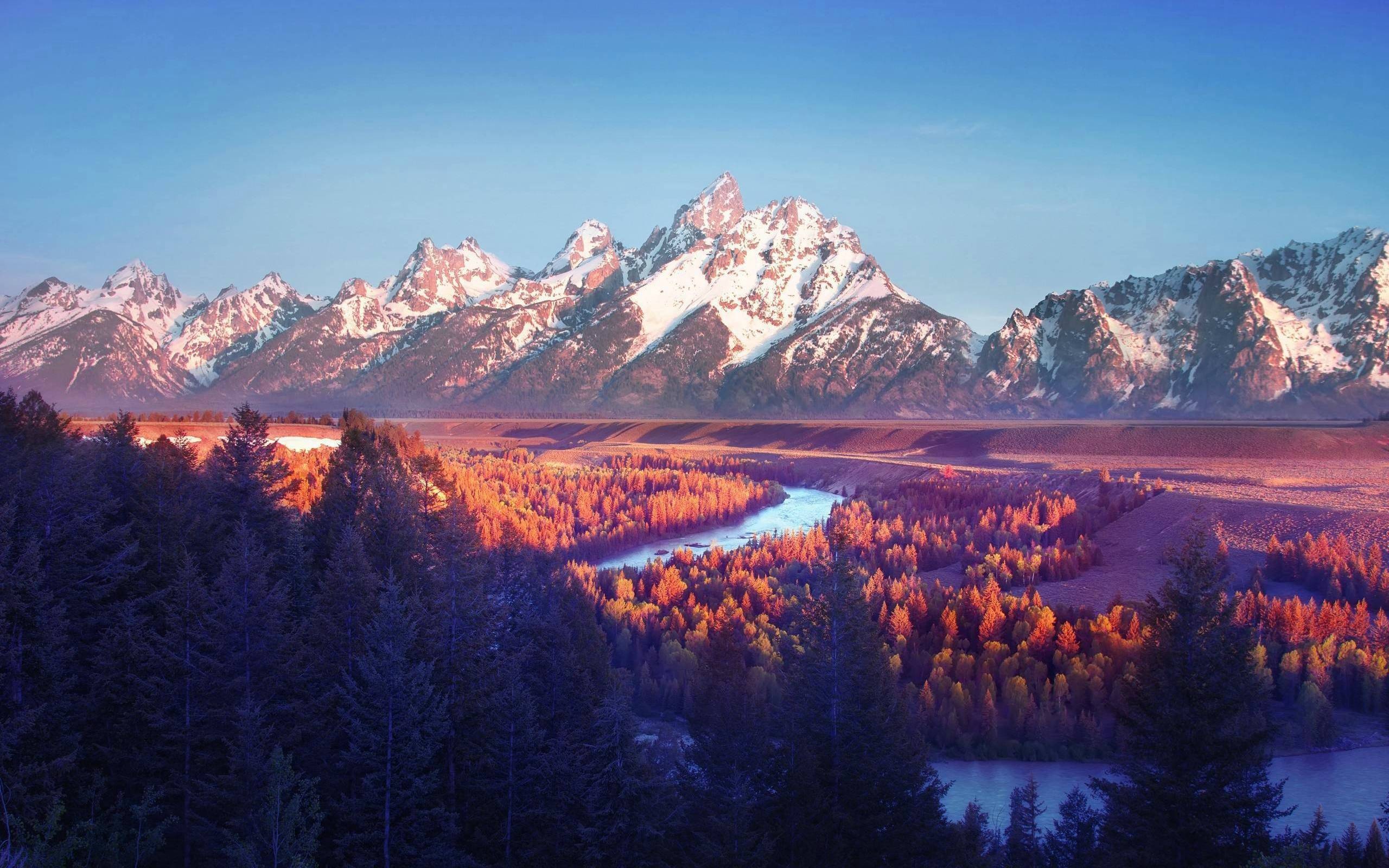 Grand Teton Mountains and Snake River in Fall HD Wallpaper