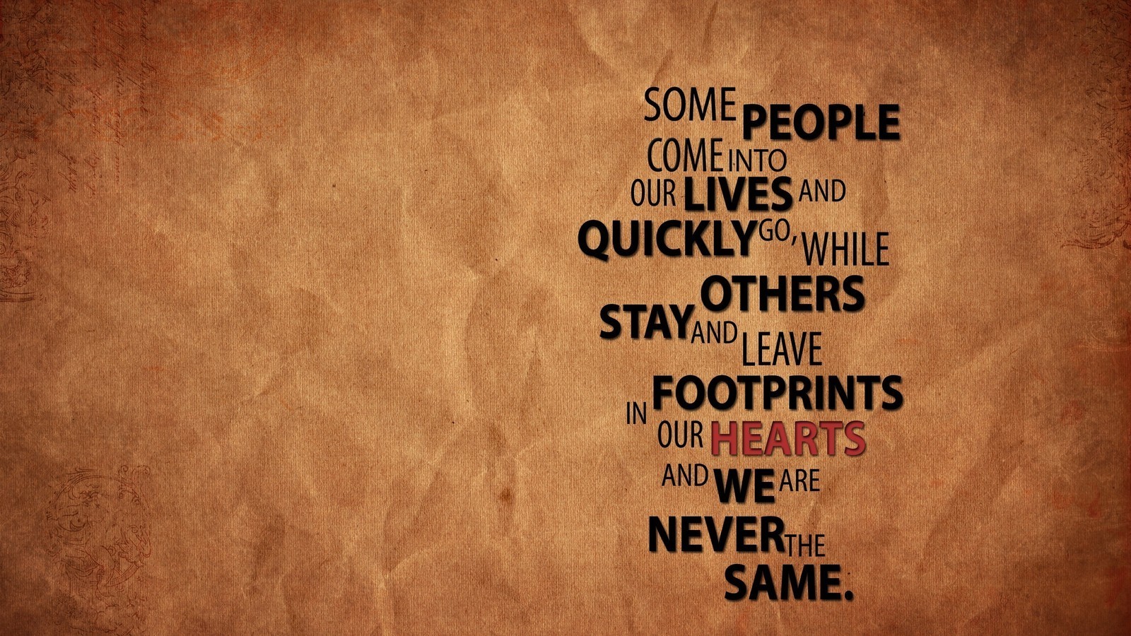 Quote about people entering lives and leaving footprints HD Wallpaper