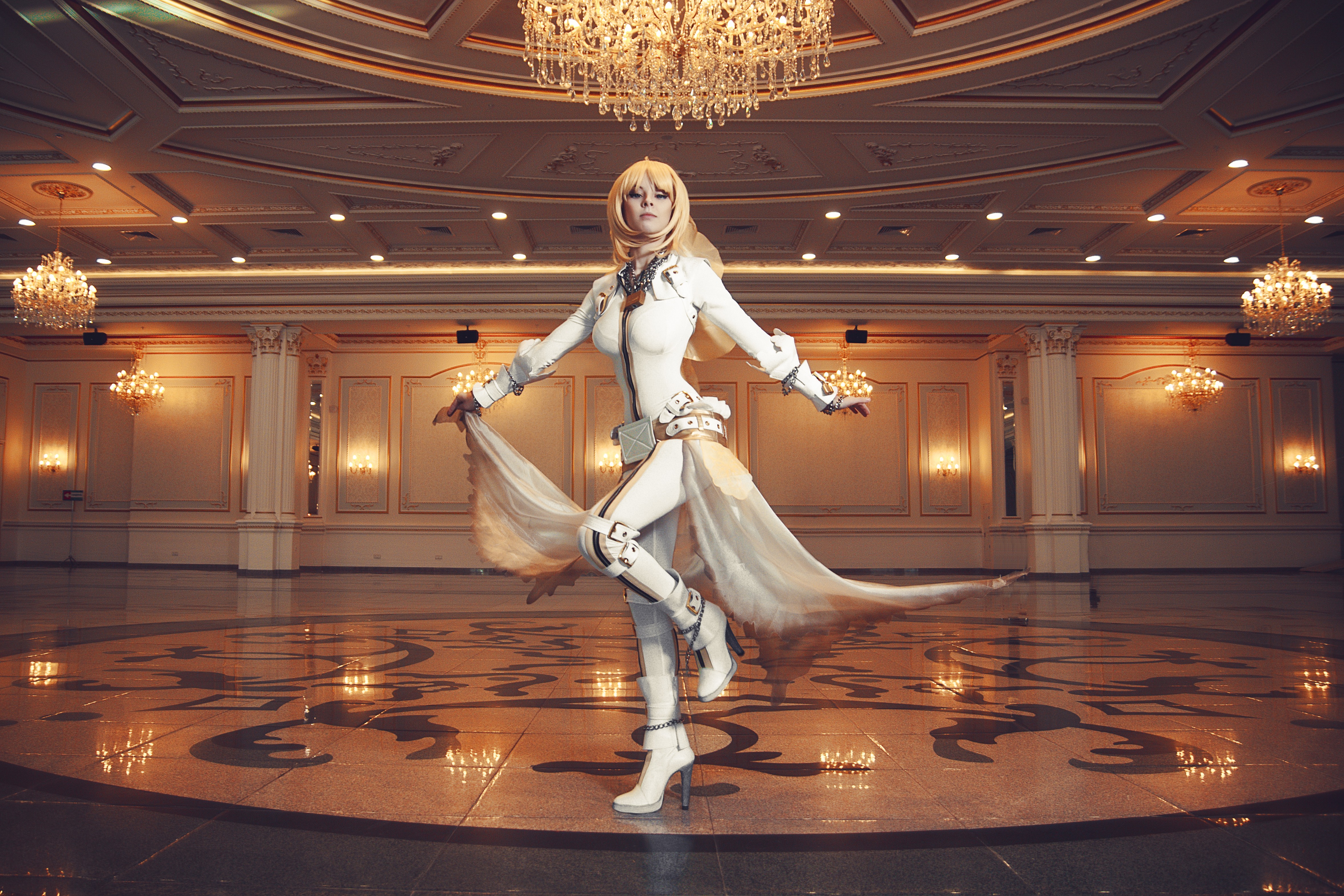 Saber Bride Cosplay in a Ballroom HD Wallpaper