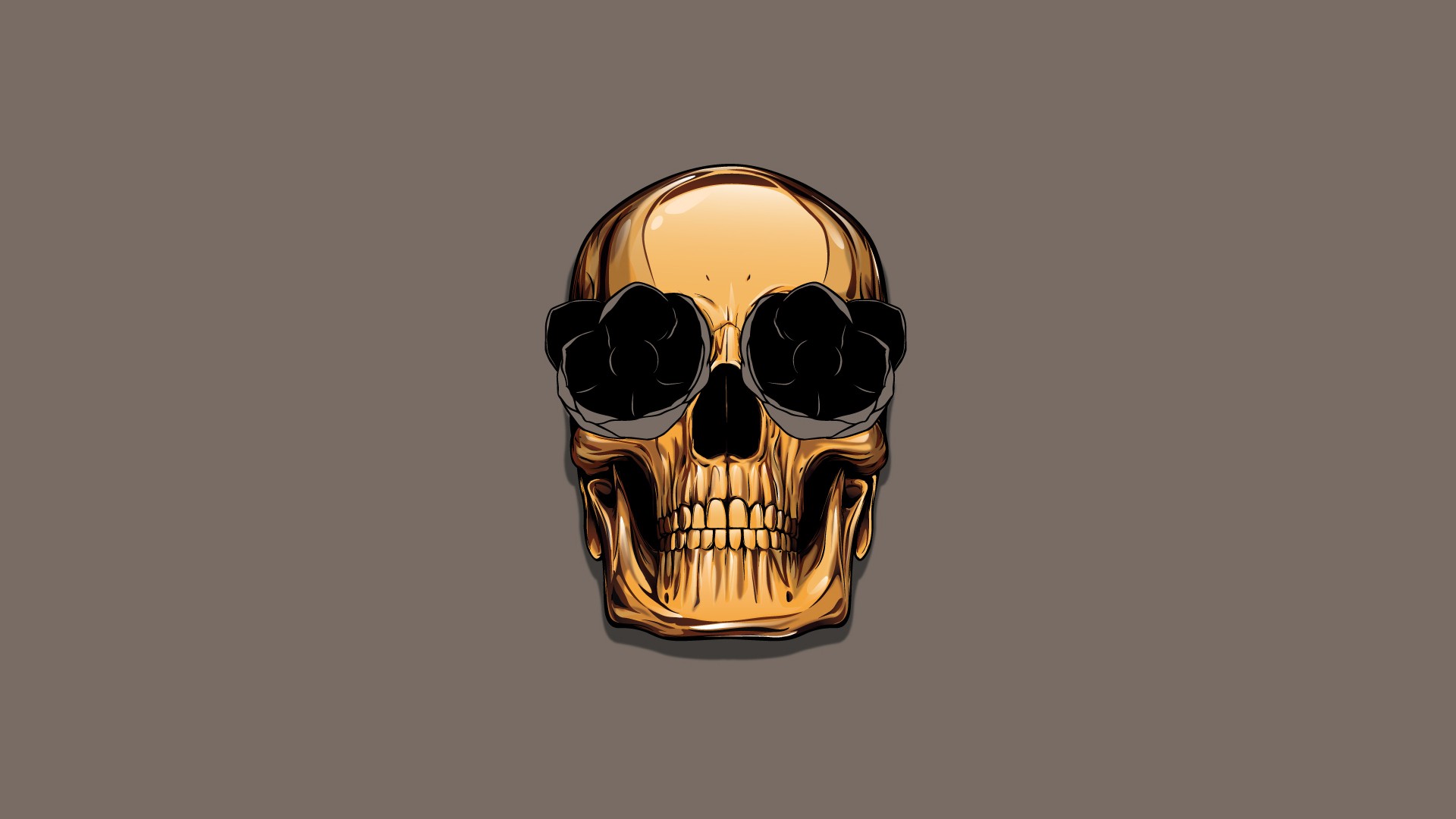 Golden skull with black eye patches HD Wallpaper