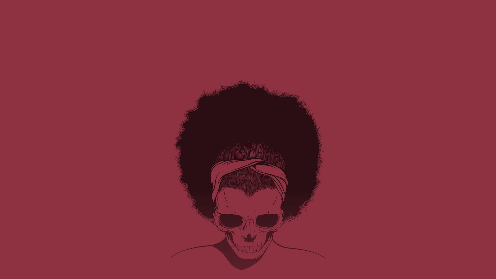 Minimalist skull with afro and headband HD Wallpaper