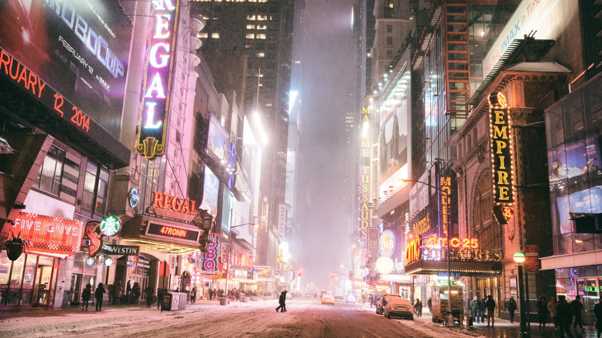 Times Square, New York City in the Snow HD Wallpaper