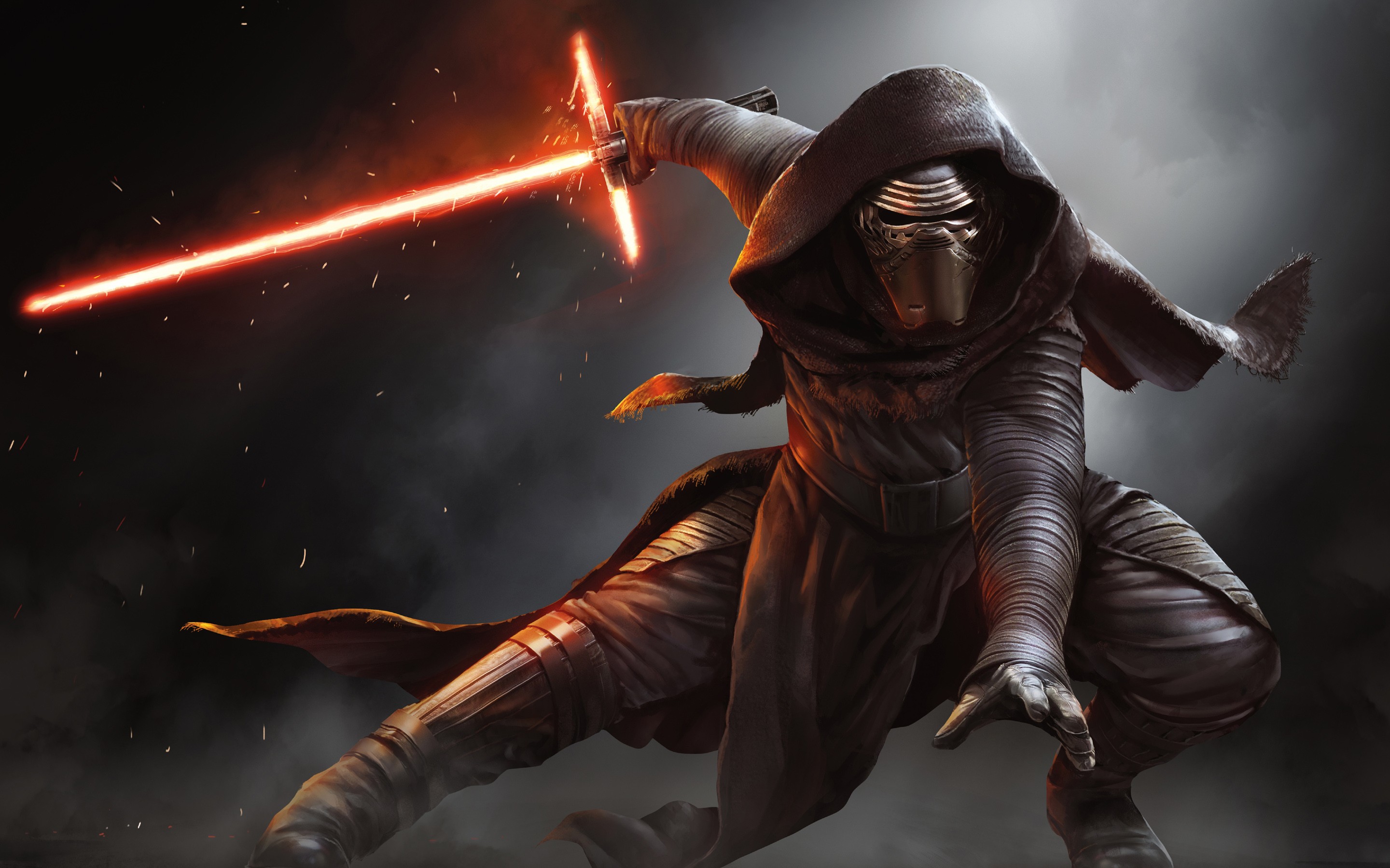 Kylo Ren with Red Lightsaber HD Wallpaper