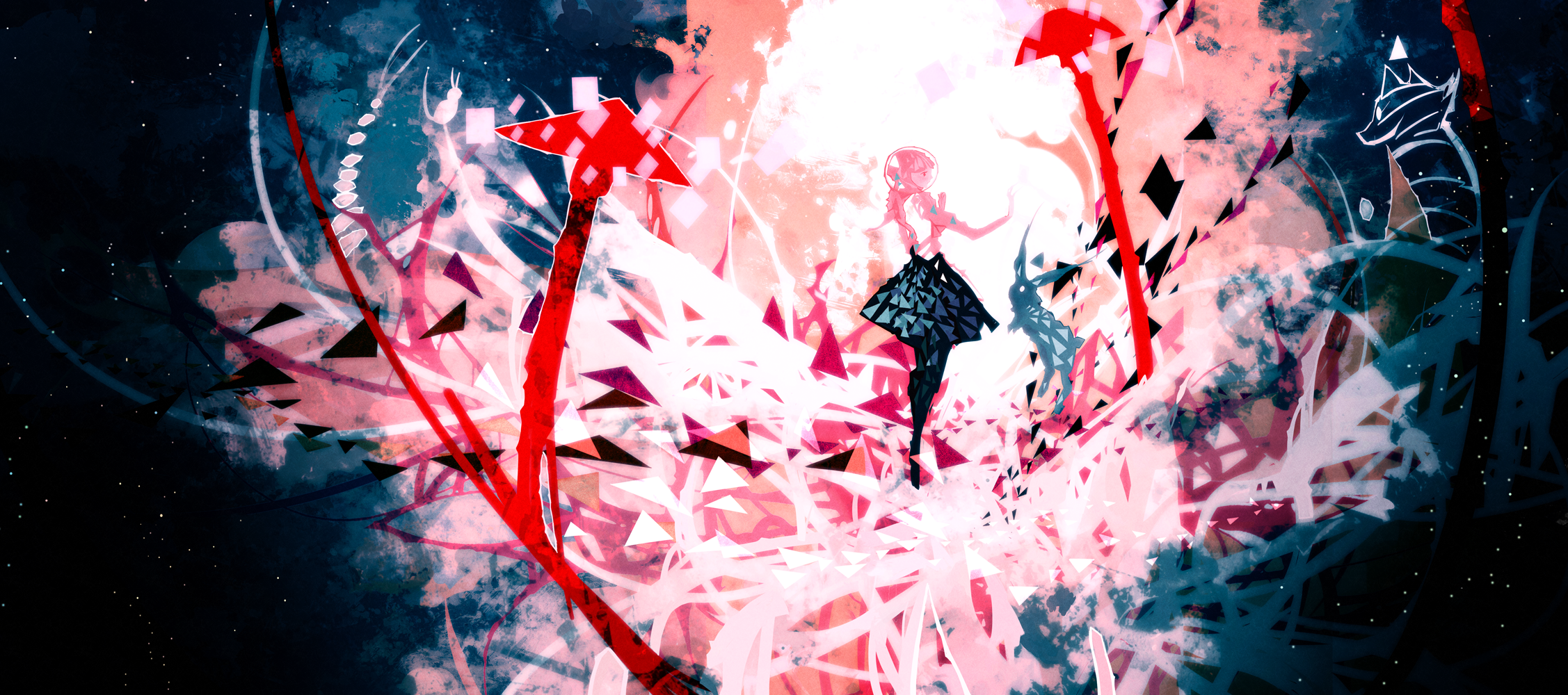 Nano Mortis abstract digital art with rabbits HD Wallpaper