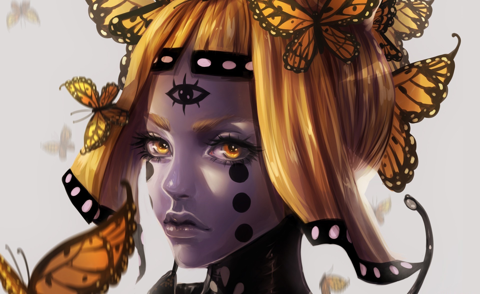 Artwork of a fantasy woman with butterfly wings HD Wallpaper