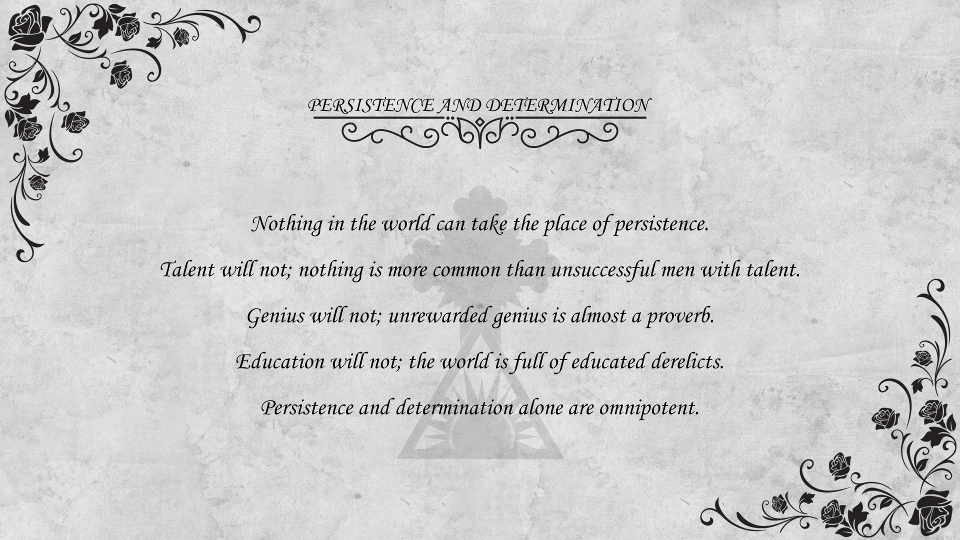 Calvin Coolidge Quote on Persistence and Determination HD Wallpaper