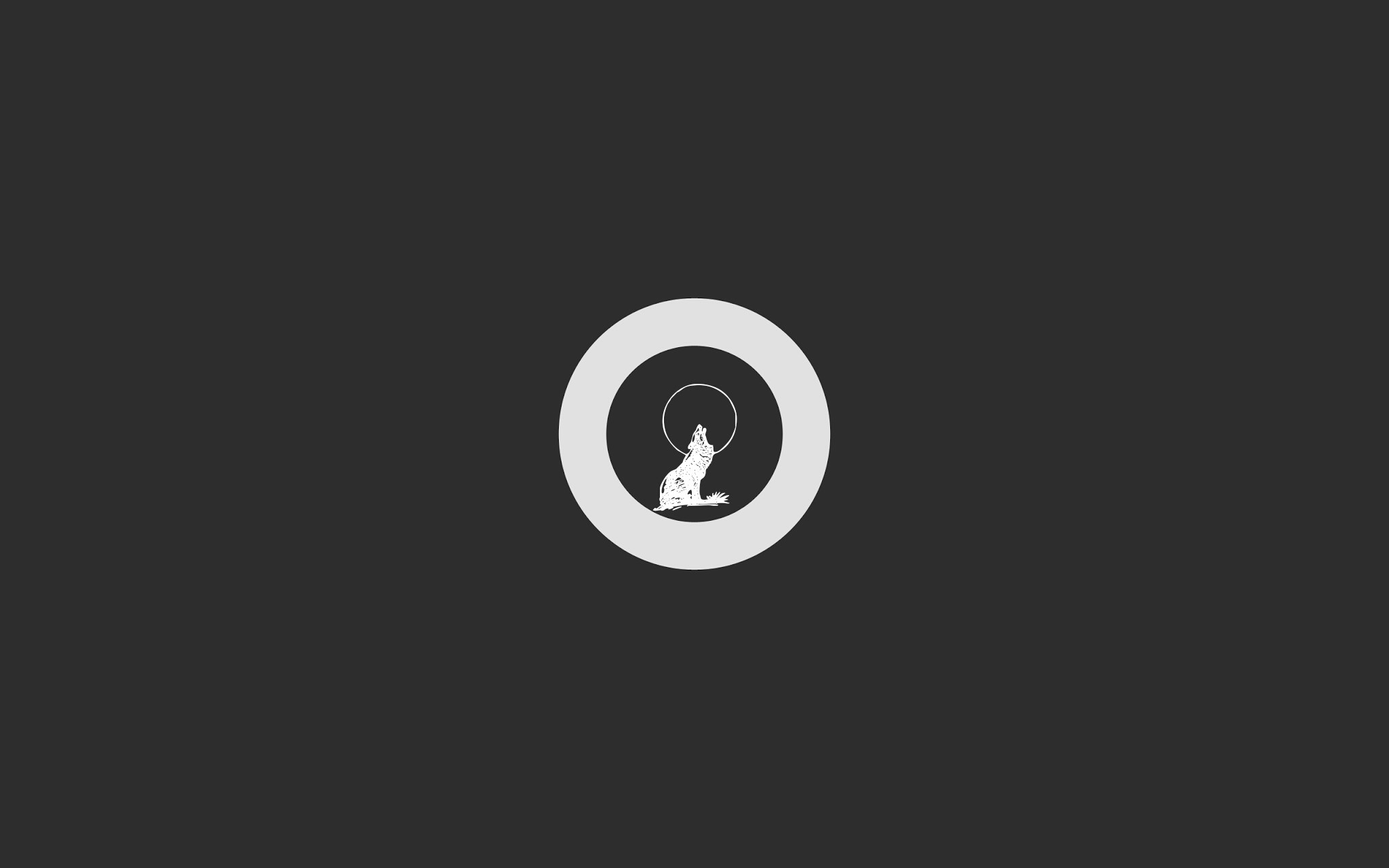 Wolf howling at the moon inside a circle HD Wallpaper
