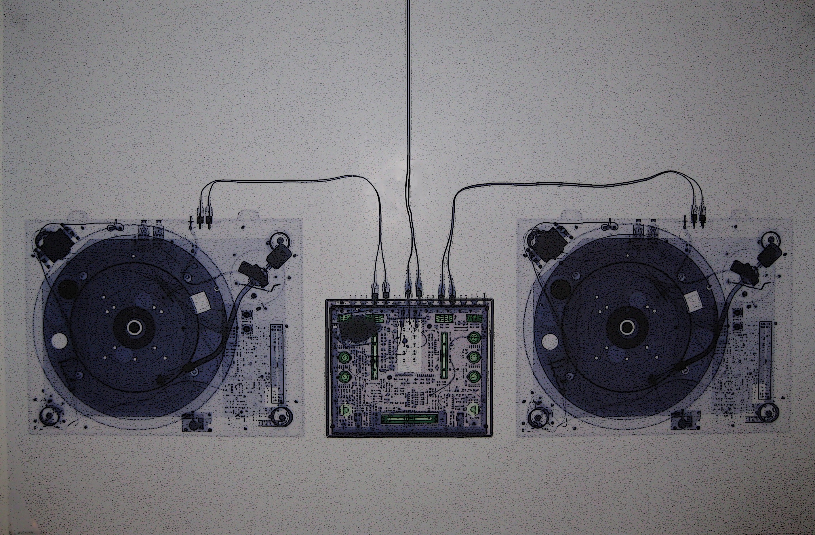 X-ray of DJ turntables and mixer HD Wallpaper