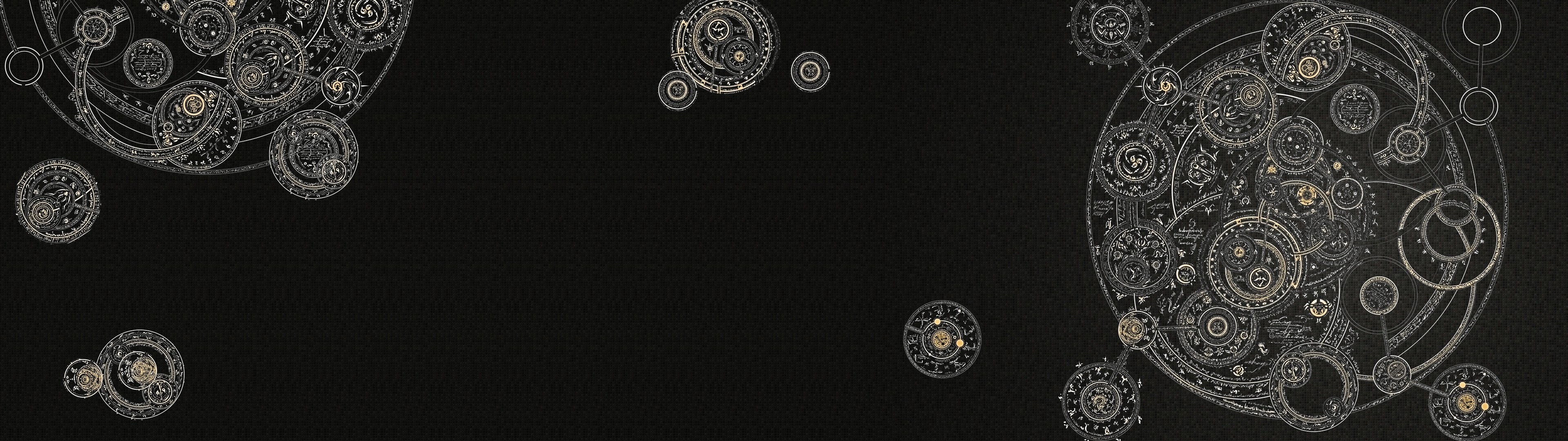 Abstract mechanical gears and celestial orbs HD Wallpaper