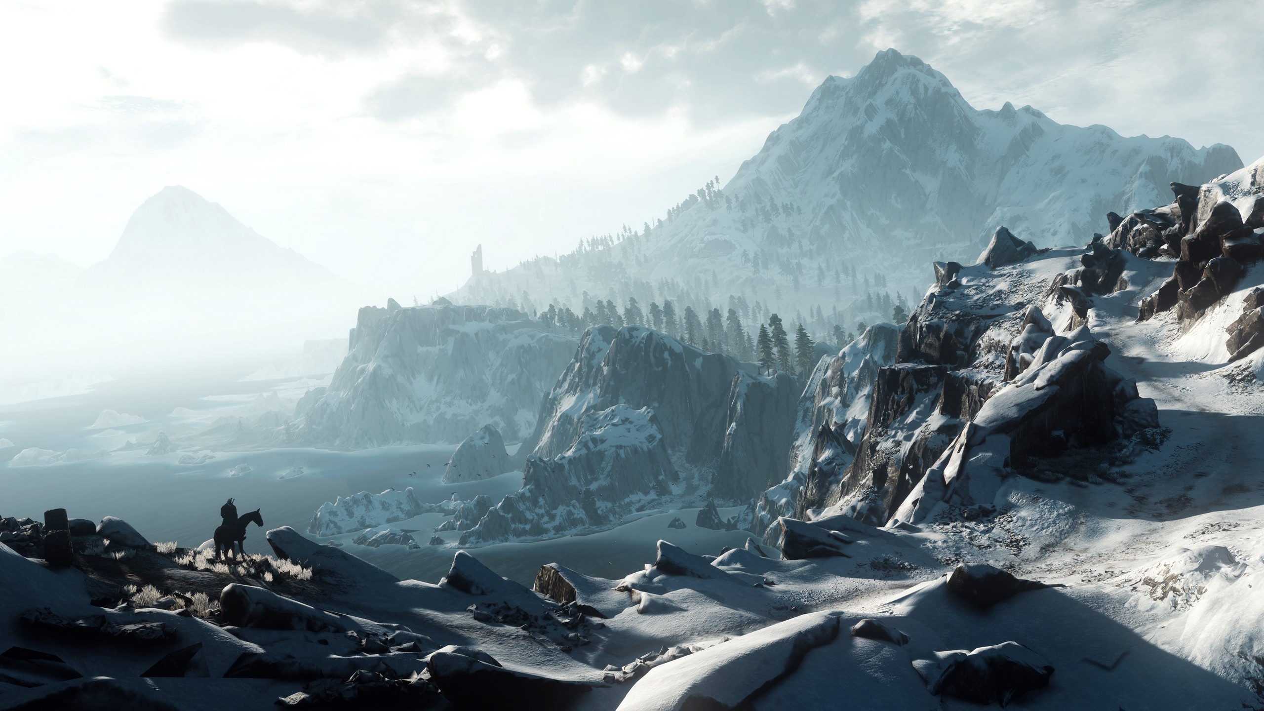 The Witcher screenshot of a snowy landscape HD Wallpaper
