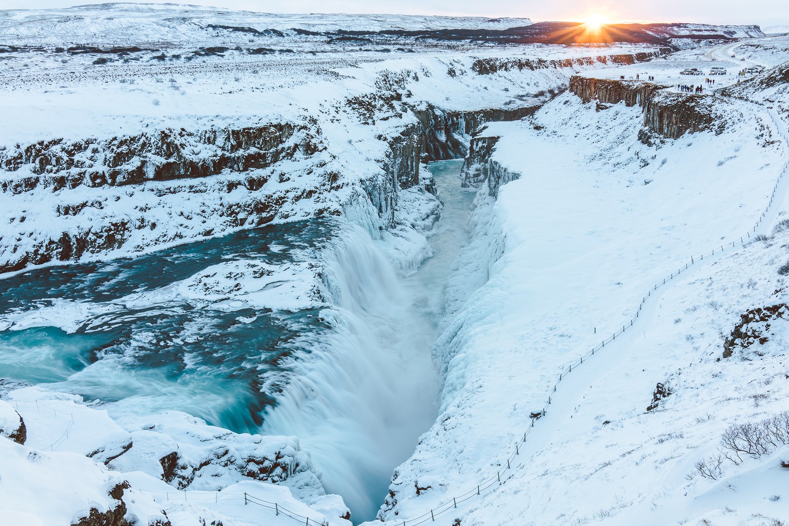 Gullfoss waterfall in Iceland during winter HD Wallpaper