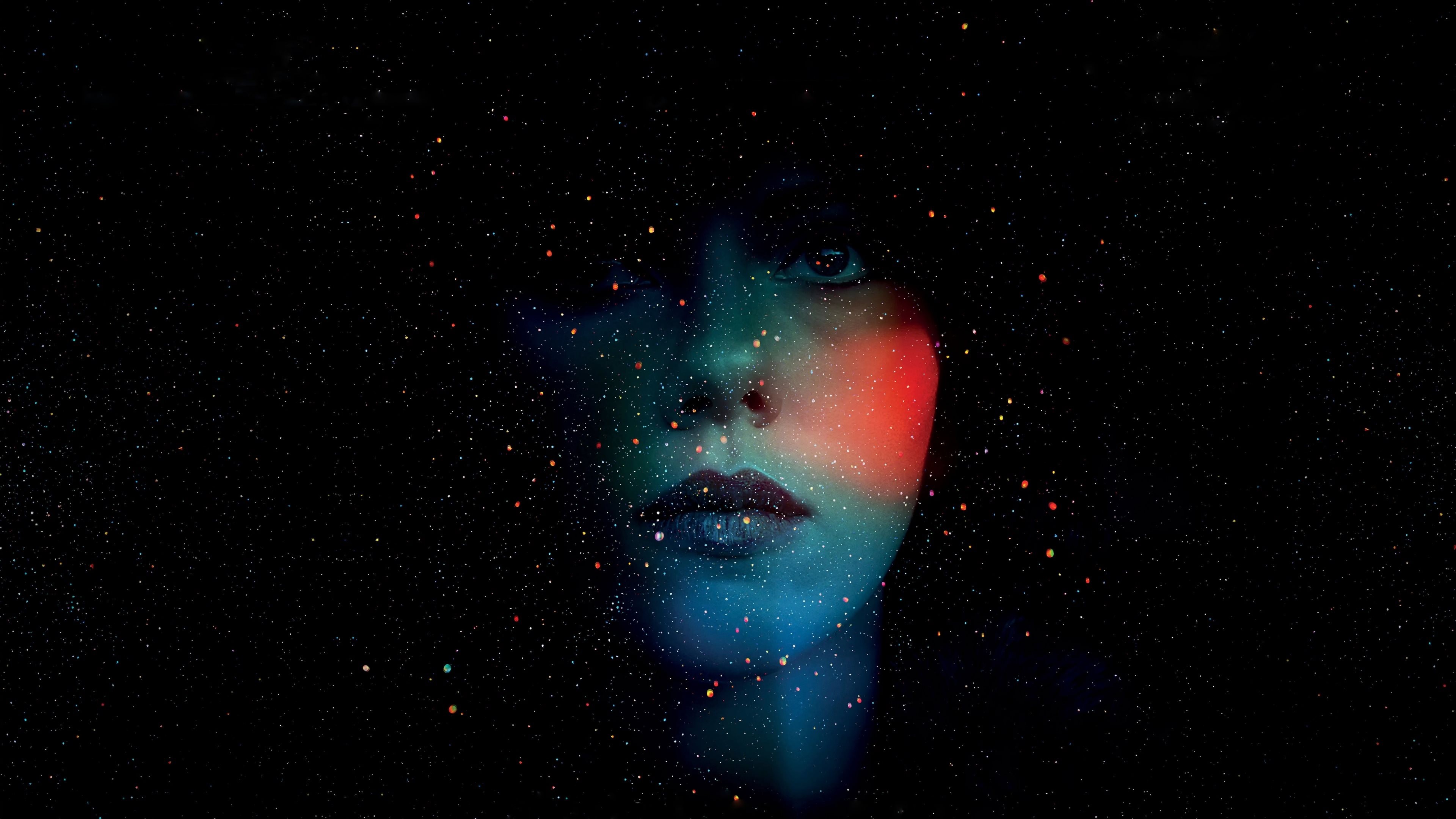 Scarlett Johansson face with stars HD Wallpaper